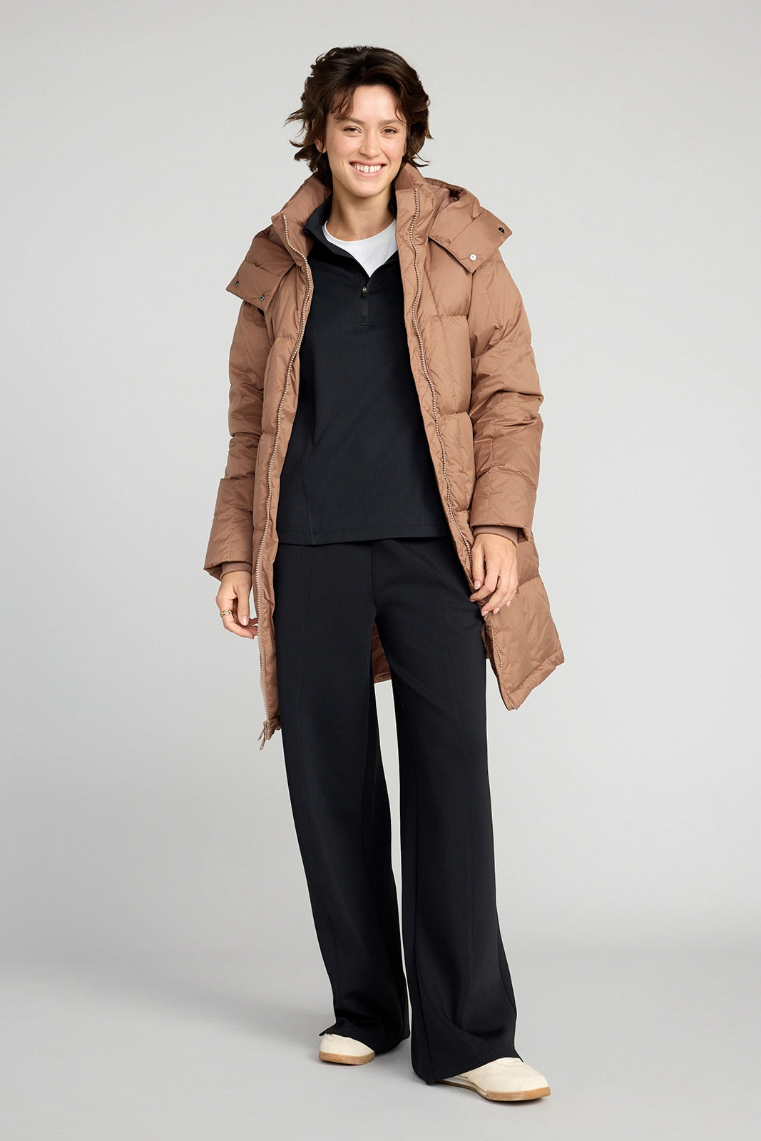 The RDS 700 Fill Power GRS Certified Recycled Poly Square-Quilted Parka - Light Brown