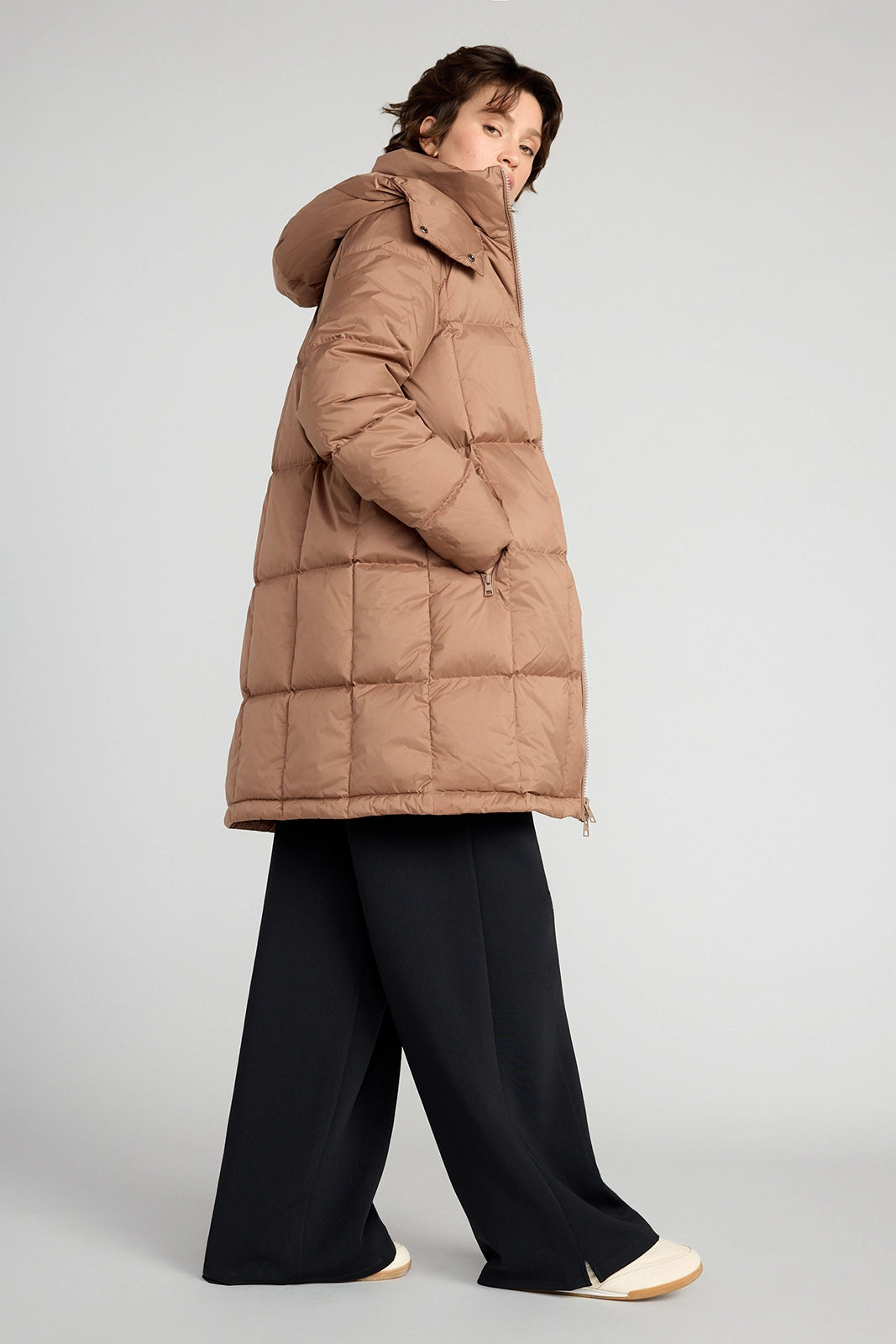 The RDS 700 Fill Power GRS Certified Recycled Poly Square-Quilted Parka - Light Brown