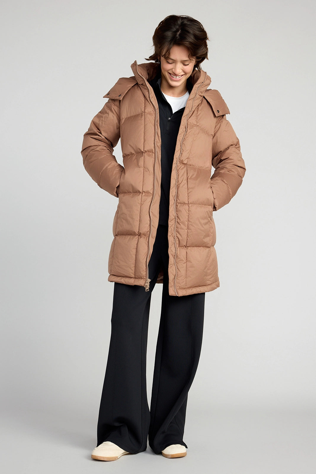 The RDS 700 Fill Power GRS Certified Recycled Poly Square-Quilted Parka - Light Brown