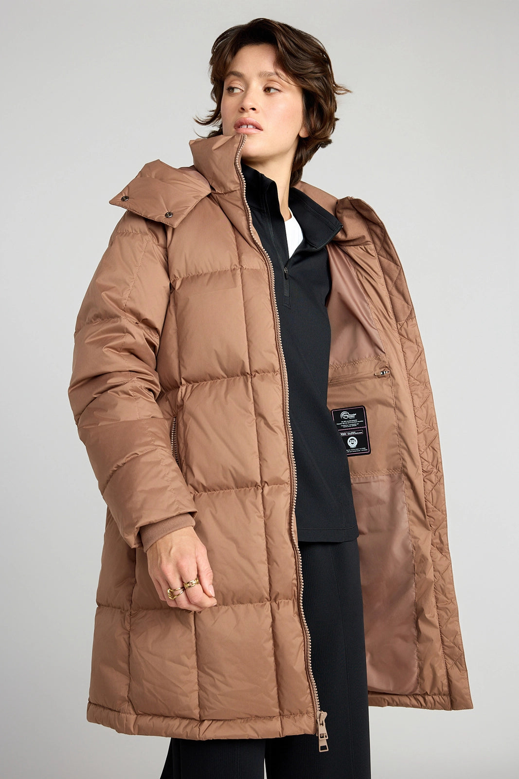 The RDS 700 Fill Power GRS Certified Recycled Poly Square-Quilted Parka - Light Brown