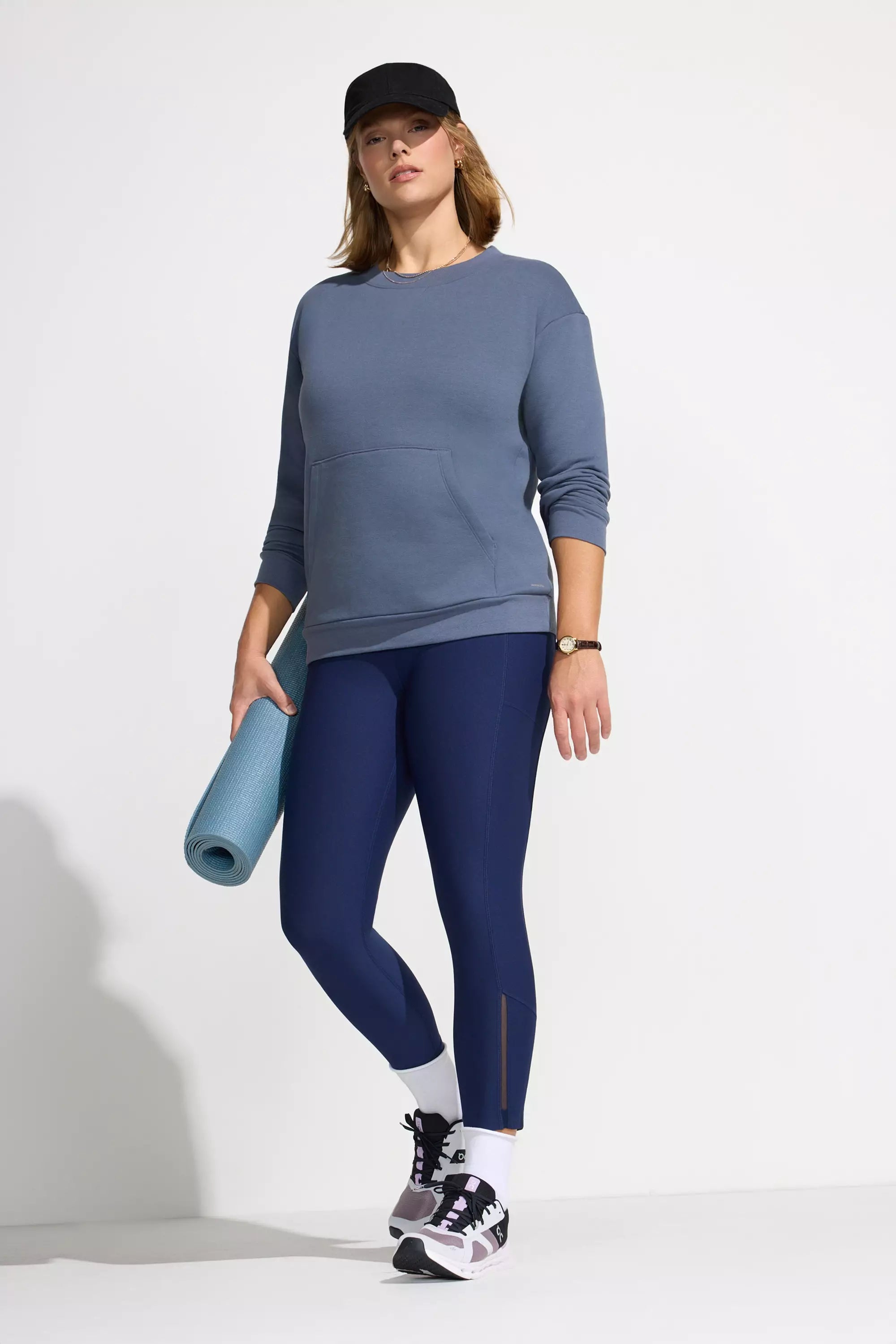 Womens Fleece Crew Neck Top - Blue