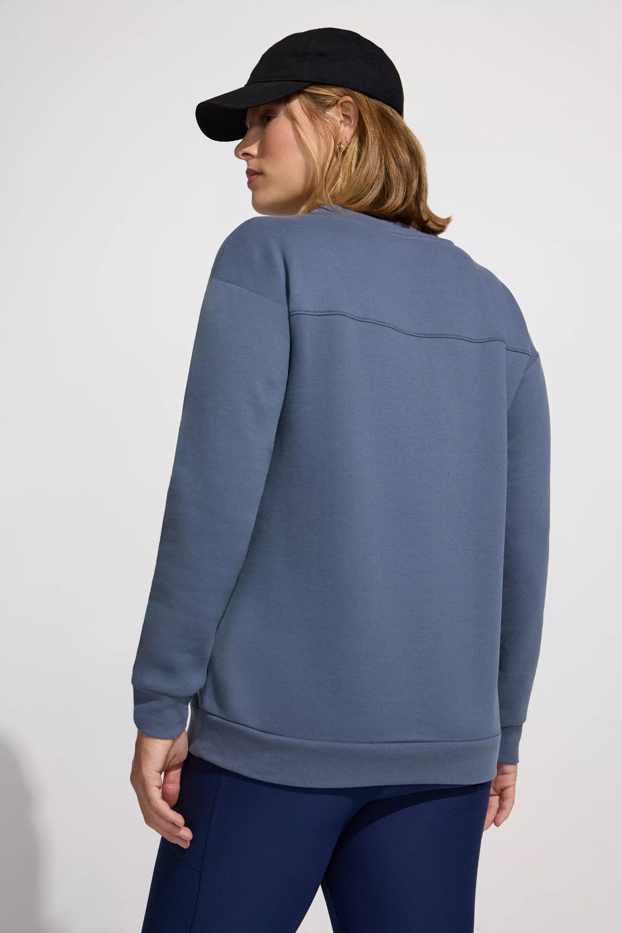 Womens Fleece Crew Neck Top - Blue