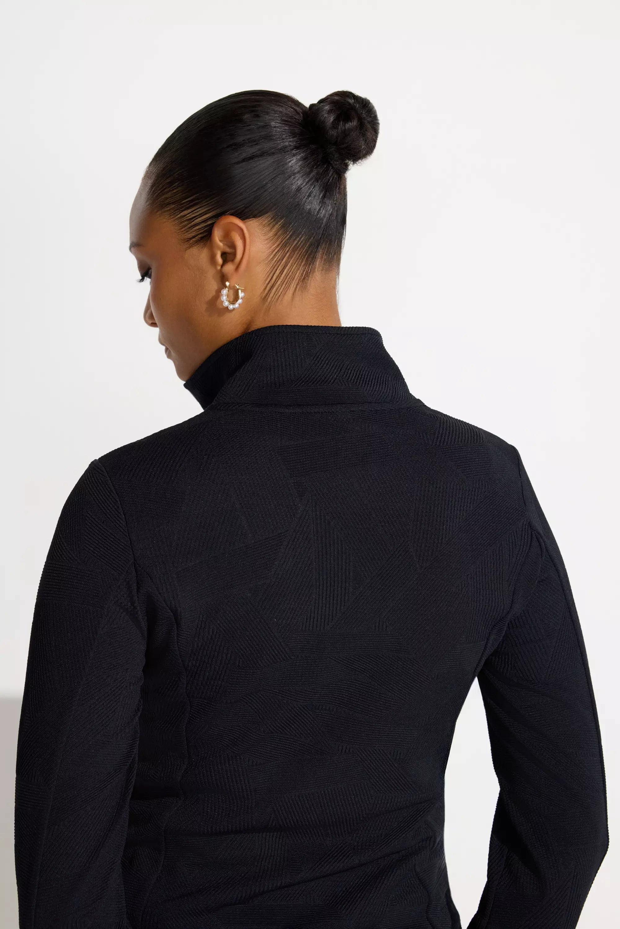 Women’s Geo Jacquard Full-Zip Jacket - Black
