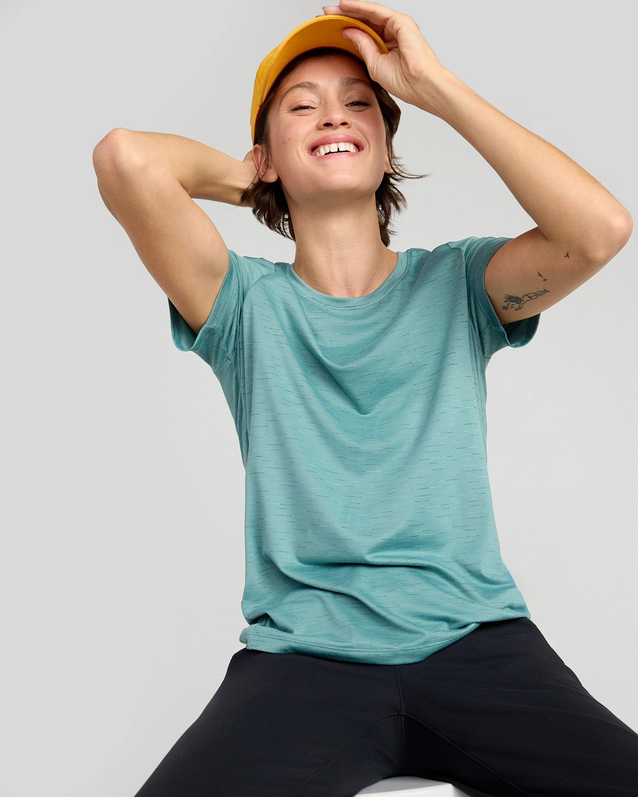 The GRS Certified Recycled Poly Space Dye Tee - Porcelain Green