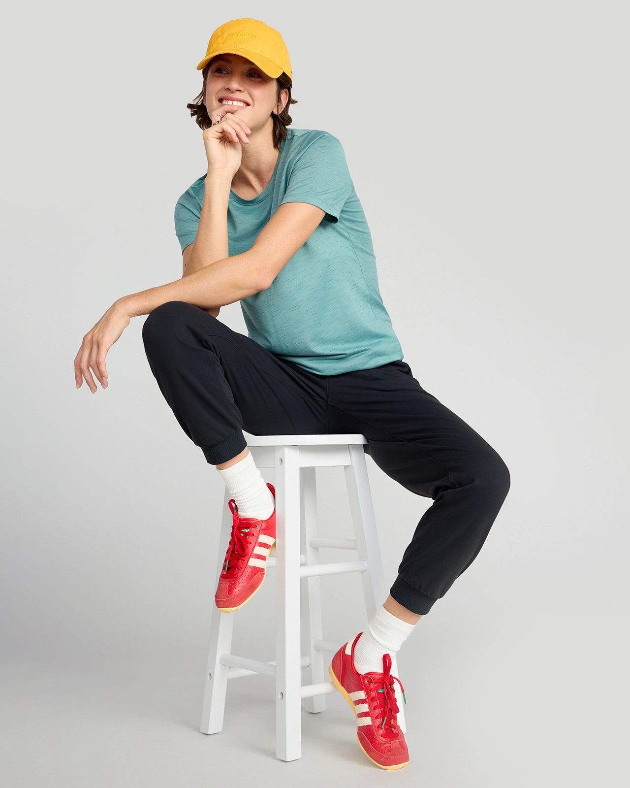 The GRS Certified Recycled Poly Space Dye Tee - Porcelain Green