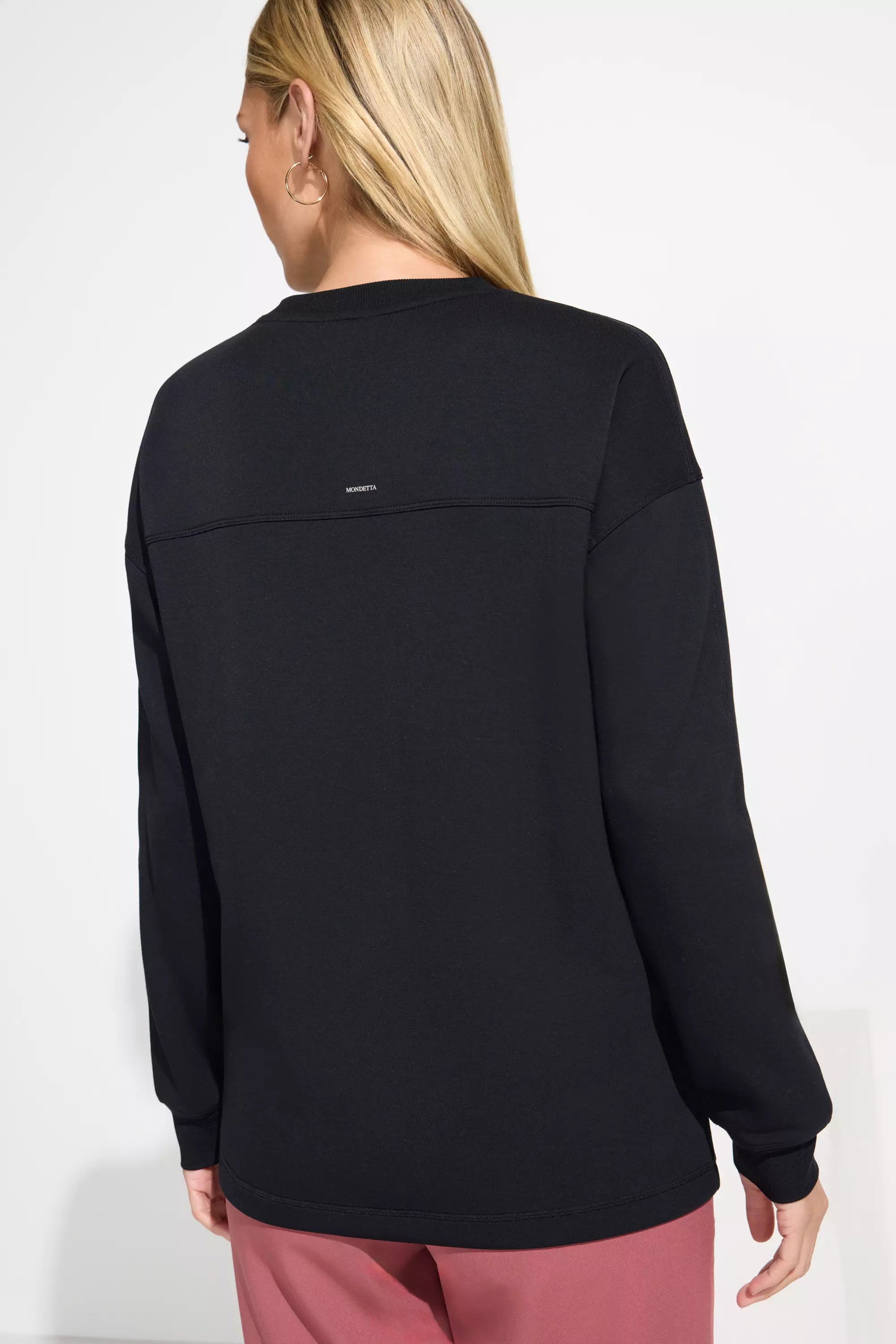 The Soft Luxe GRS Certified Recycled Poly + Rayon Boxy Top - Black