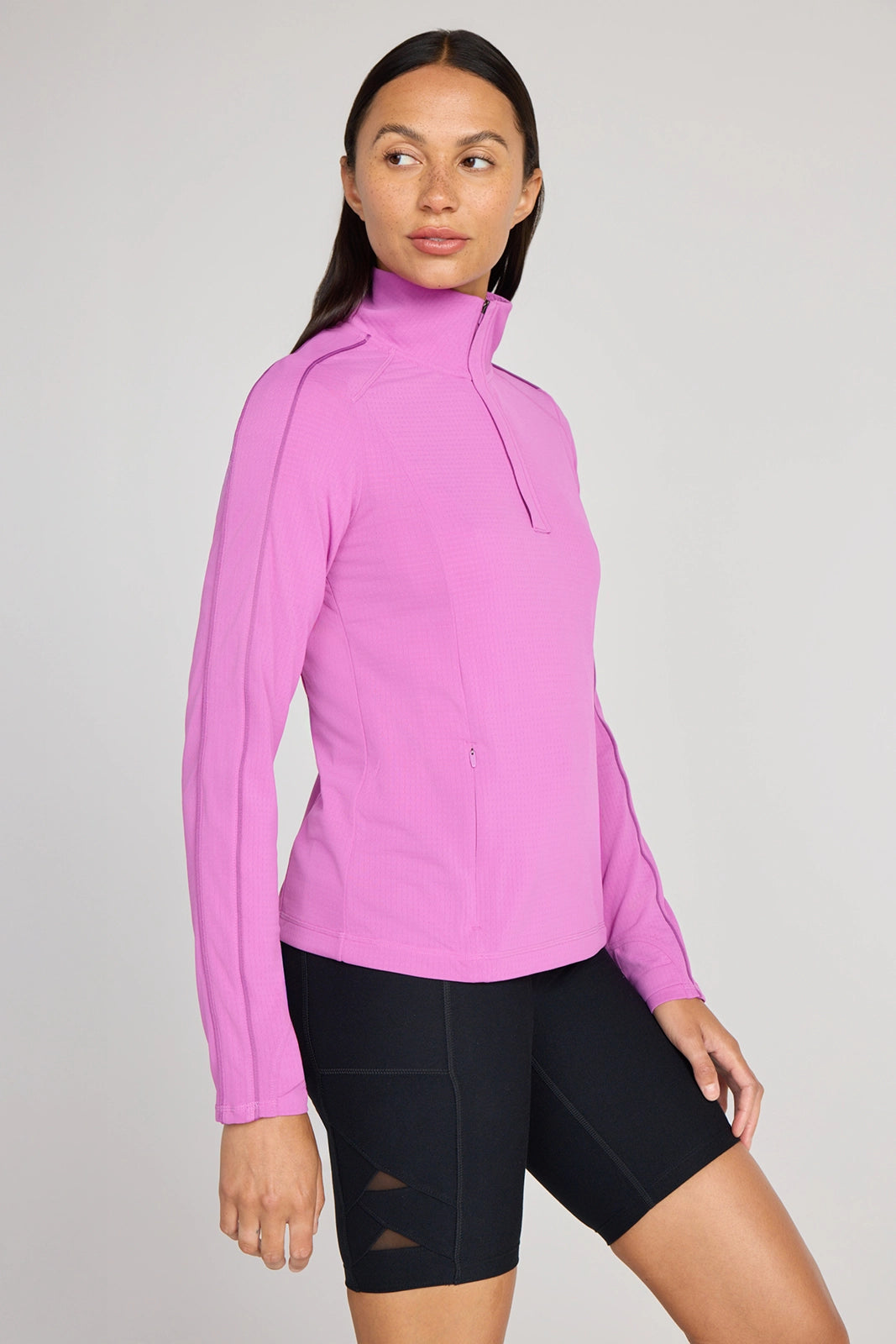 The Run Active GRS Certified Recycled Poly 1/4 Zip Top - Purple