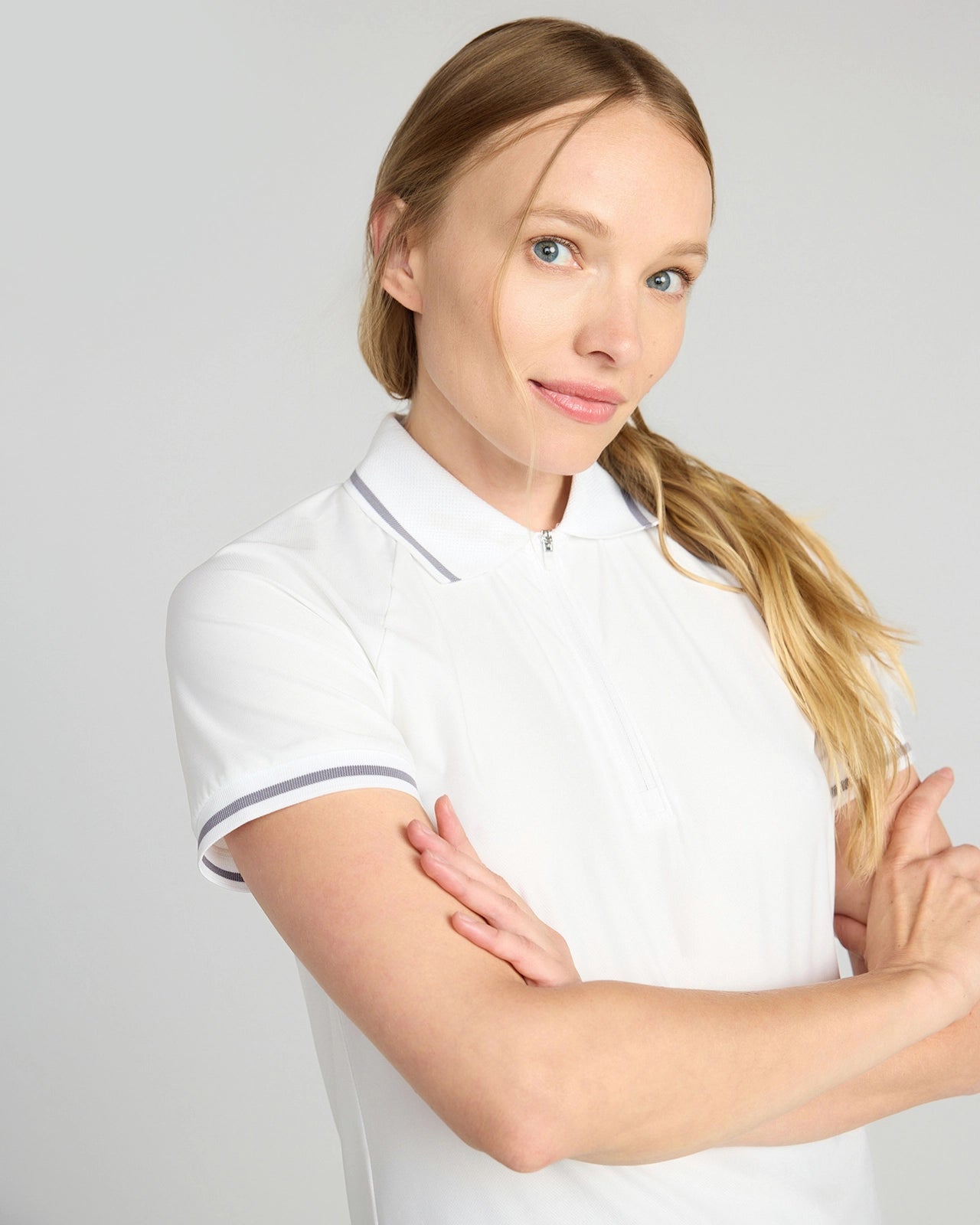 The Active GRS Certified Recycled Poly Diamond Knit Polo - White