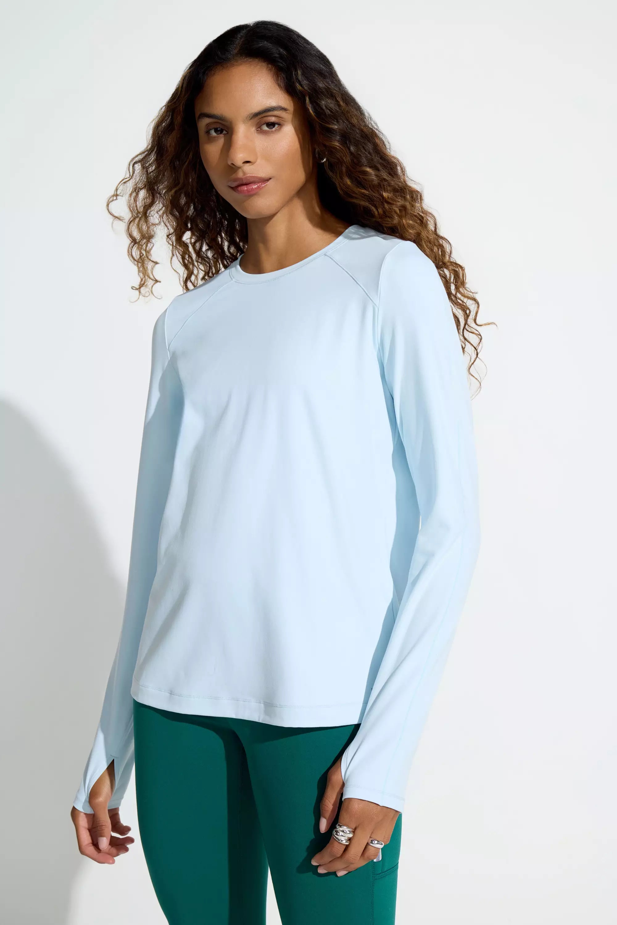 Burton Women's Bel Mar Long Sleeve Tee - Retro Ringer Style, Organic Cotton, Aqua Gray, Medium