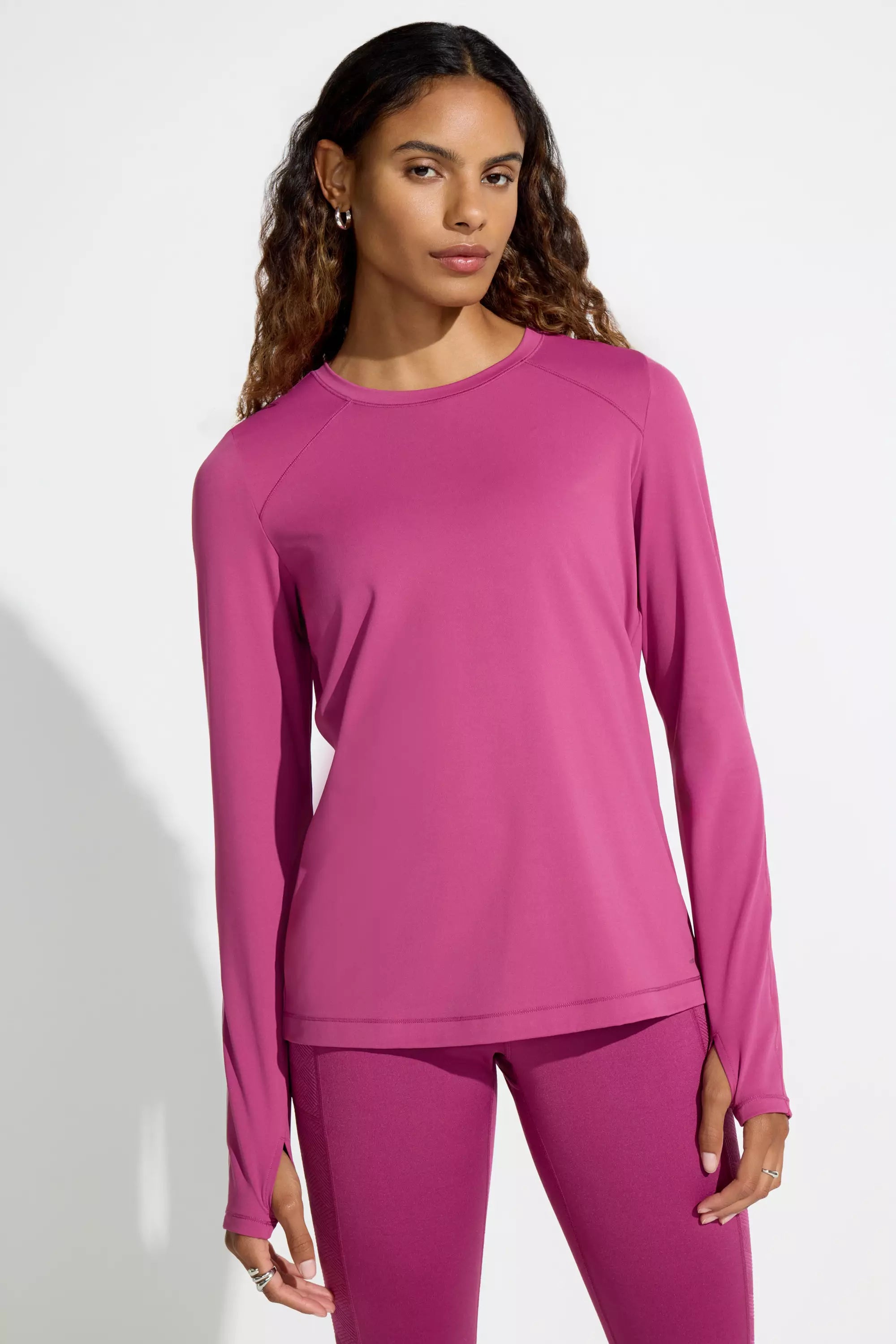 The Active GRS Certified Recycled Poly Long Sleeve Tee - Raspberry Coulis