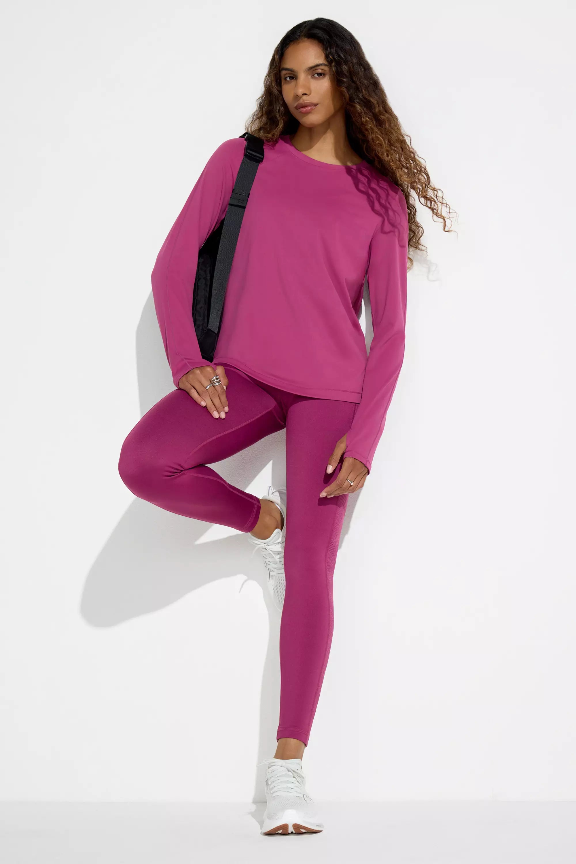 The Active GRS Certified Recycled Poly Long Sleeve Tee - Raspberry Coulis