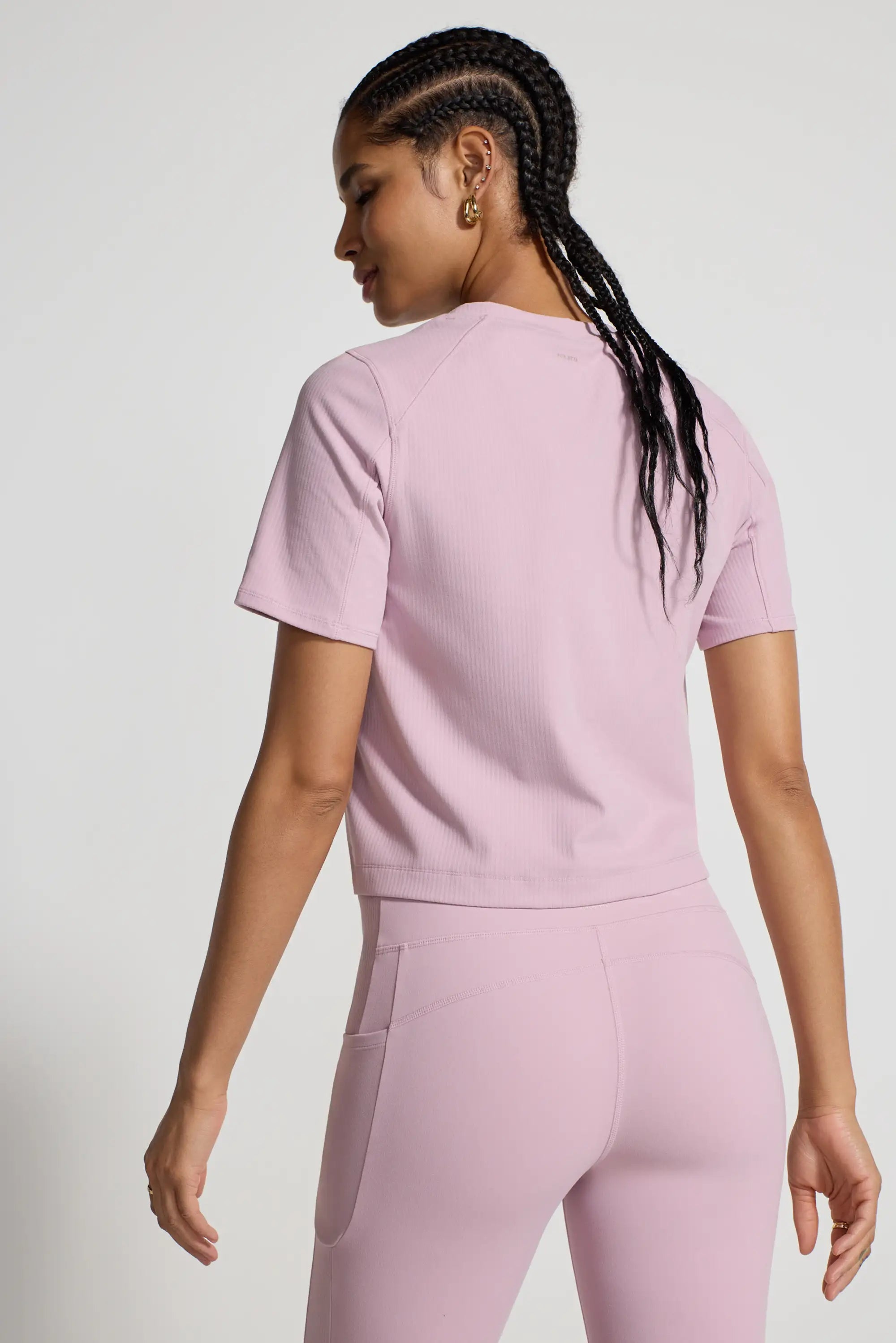 The Soft Ribbed GRS Certified Recycled Nylon Tee - Pink
