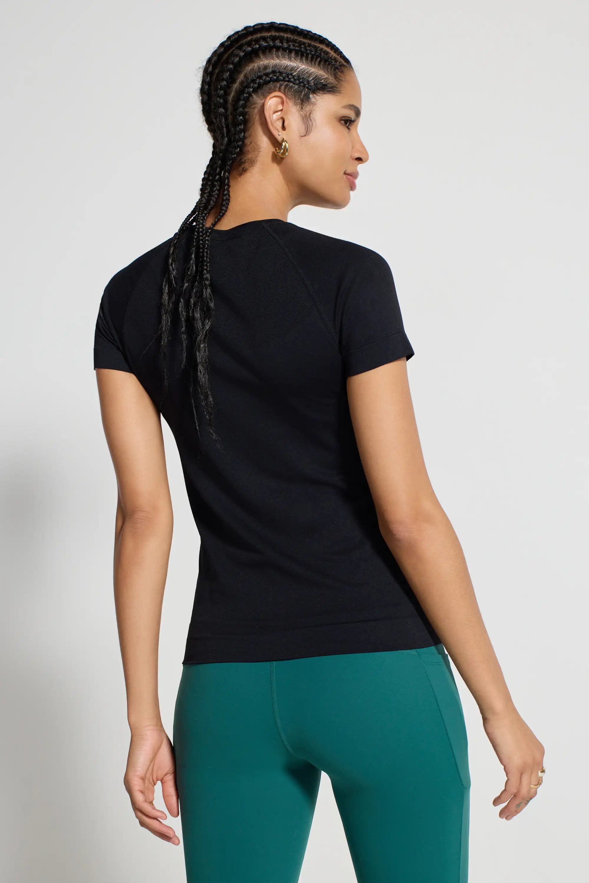 The Stretch Seamless GRS Certified Recycled Nylon T-Shirt - Black
