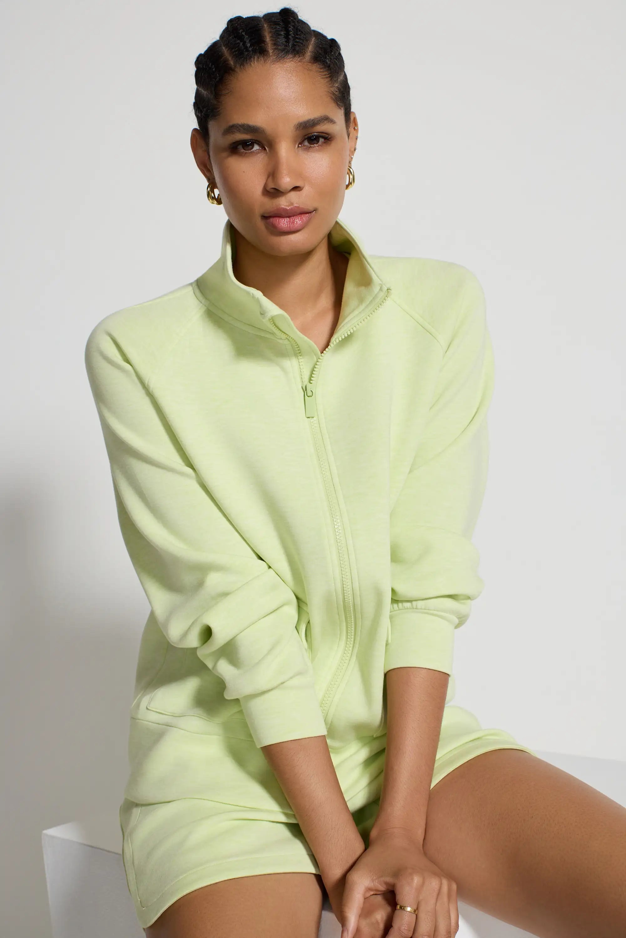 The Soft Luxe GRS Certified Recycled Poly Full Zip Top - Shadow Lime