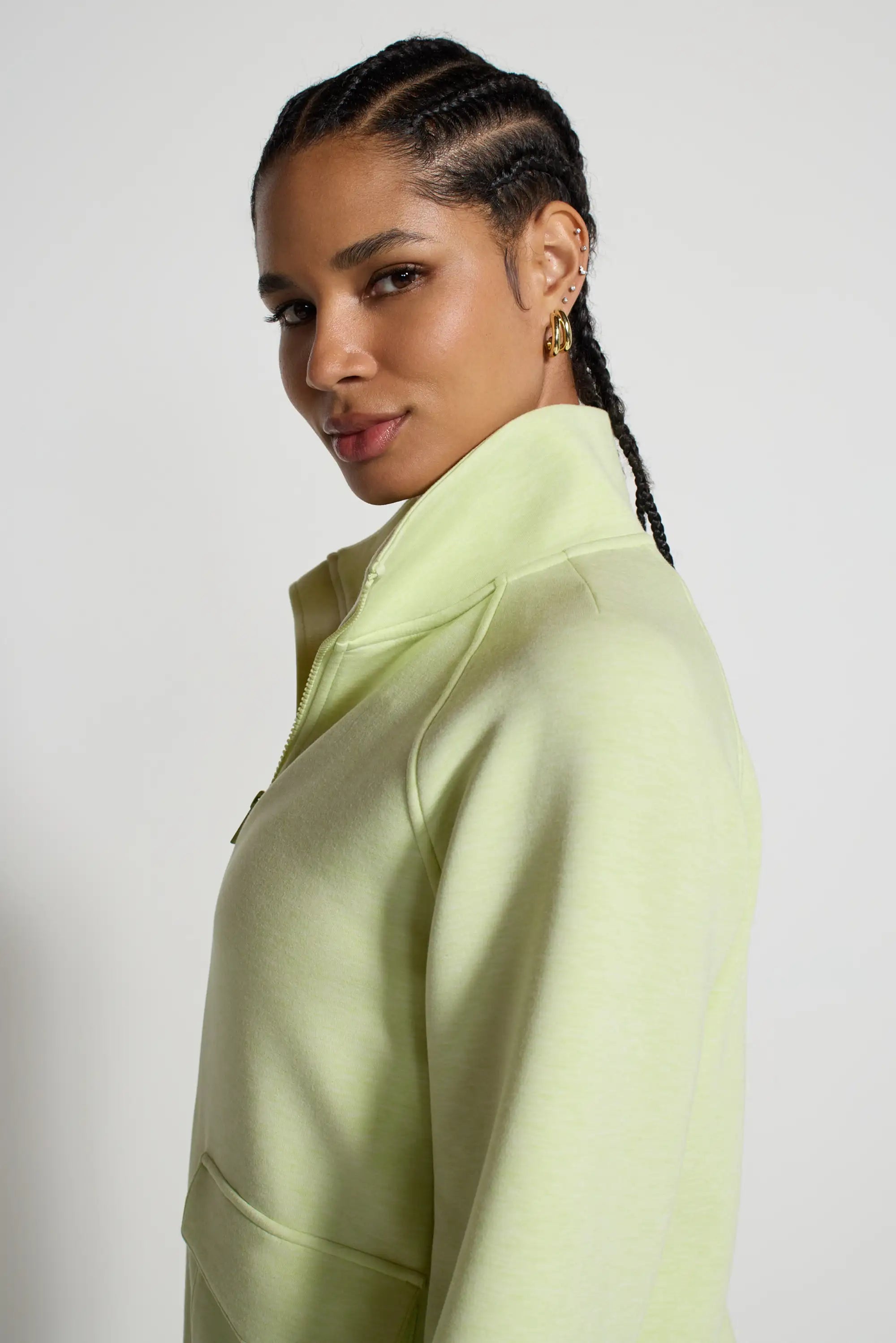 The Soft Luxe GRS Certified Recycled Poly Full Zip Top - Shadow Lime
