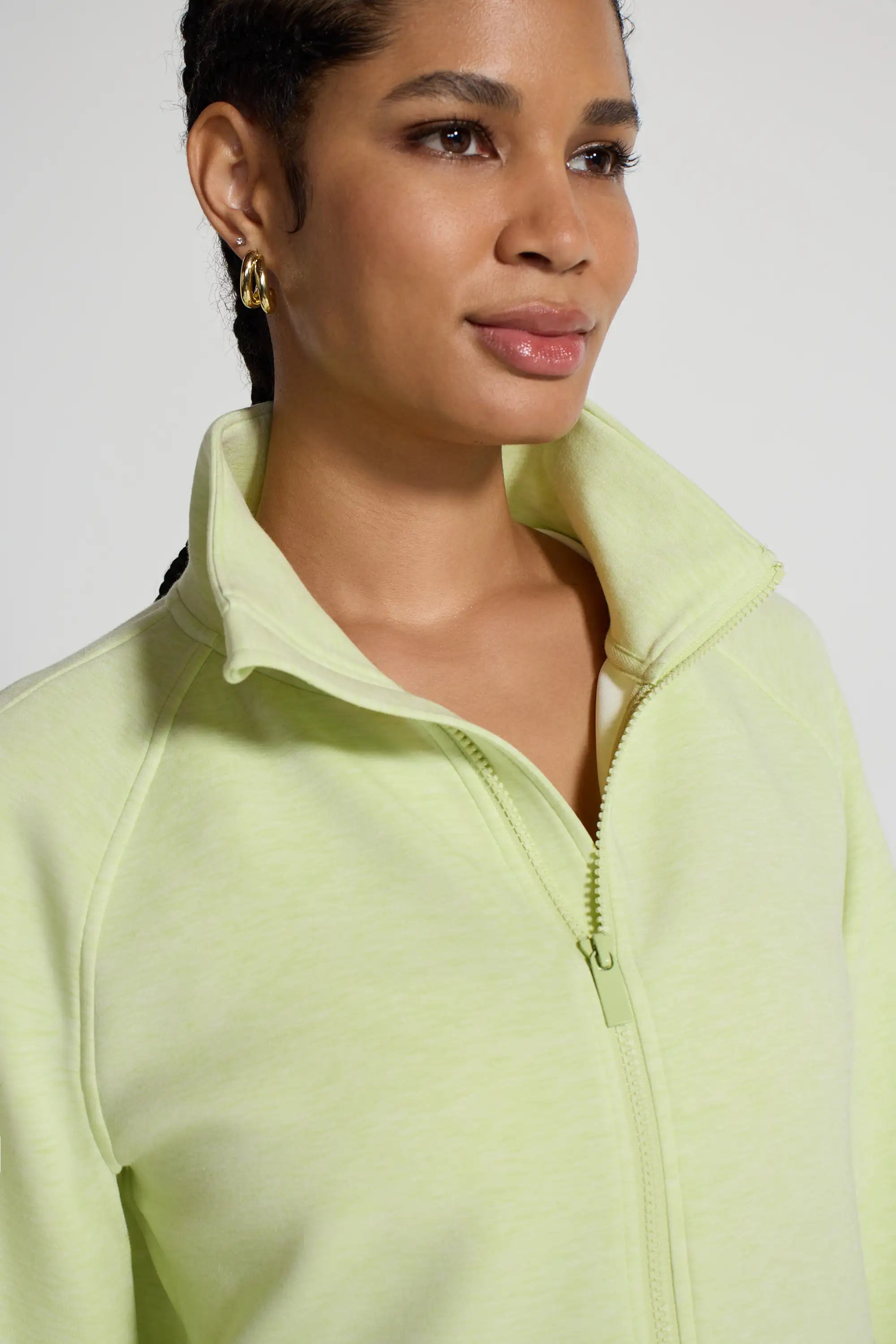 The Soft Luxe GRS Certified Recycled Poly Full Zip Top - Shadow Lime
