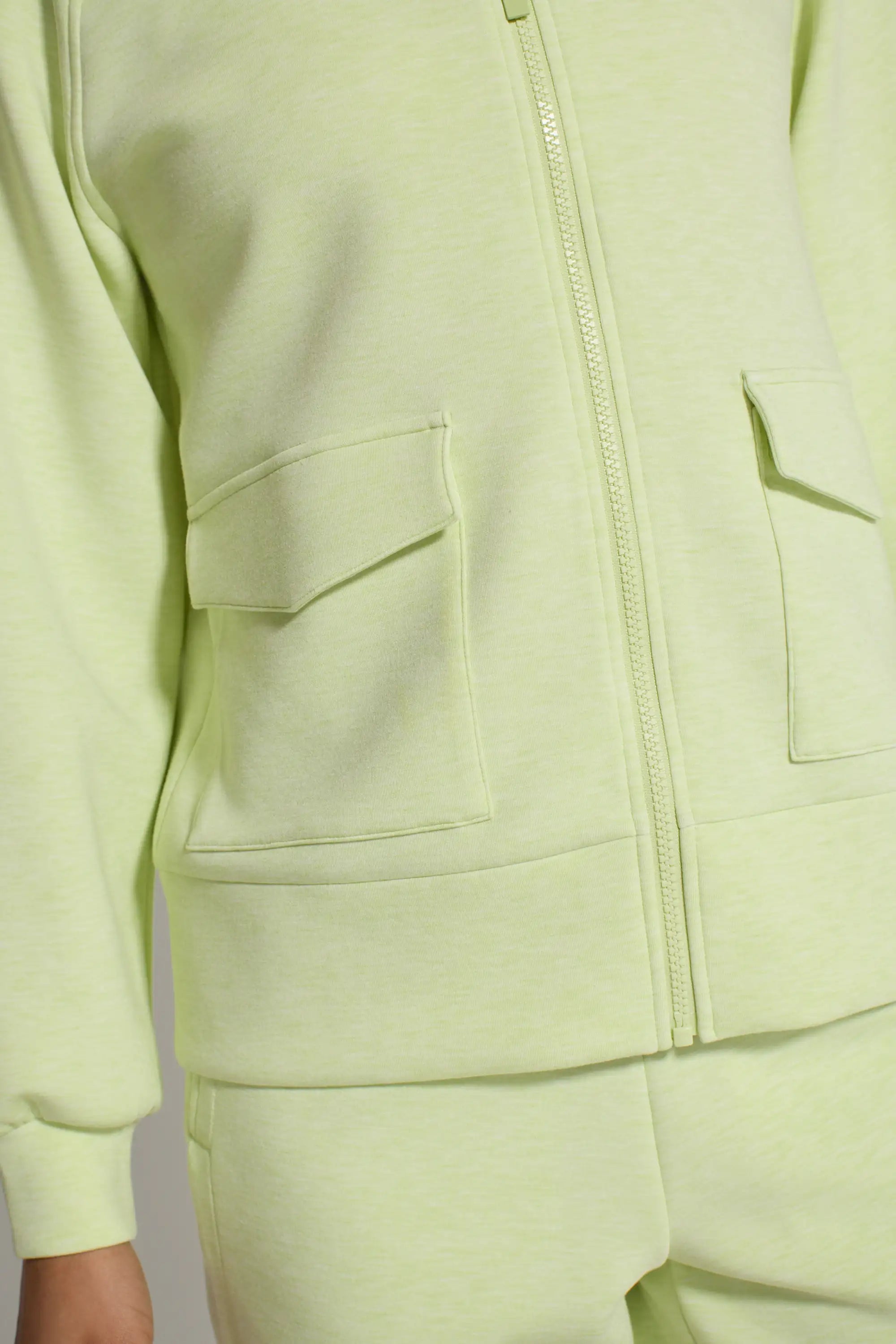 The Soft Luxe GRS Certified Recycled Poly Full Zip Top - Shadow Lime