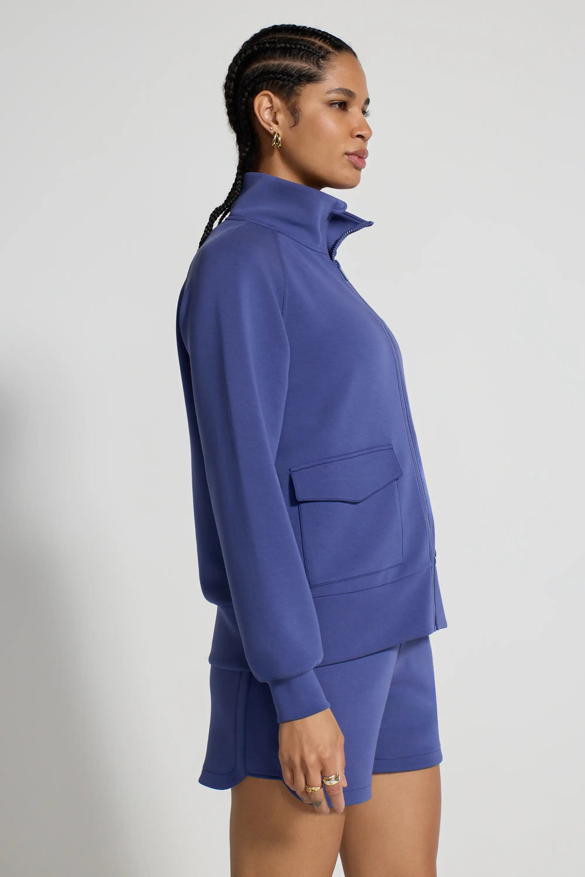 The Soft Luxe GRS Certified Recycled Poly Full Zip Top - Skipper Blue