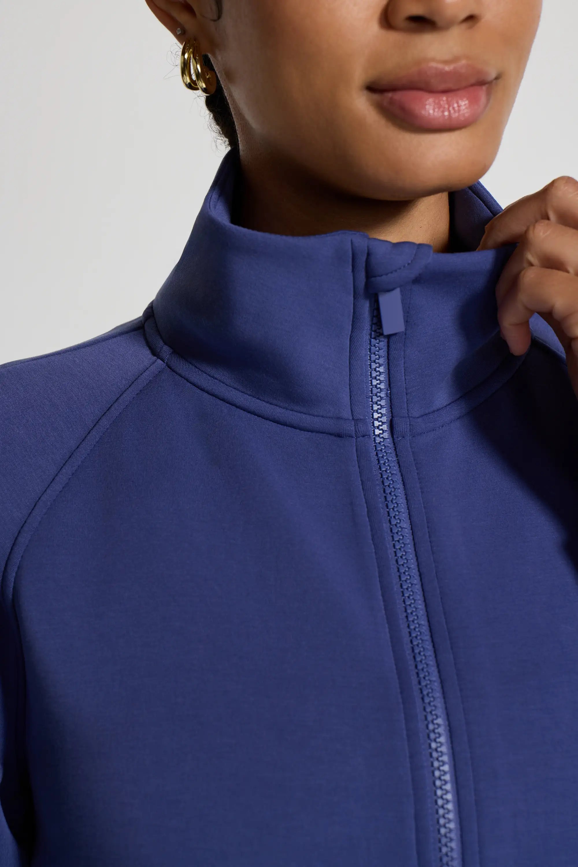 The Soft Luxe GRS Certified Recycled Poly Full Zip Top - Skipper Blue