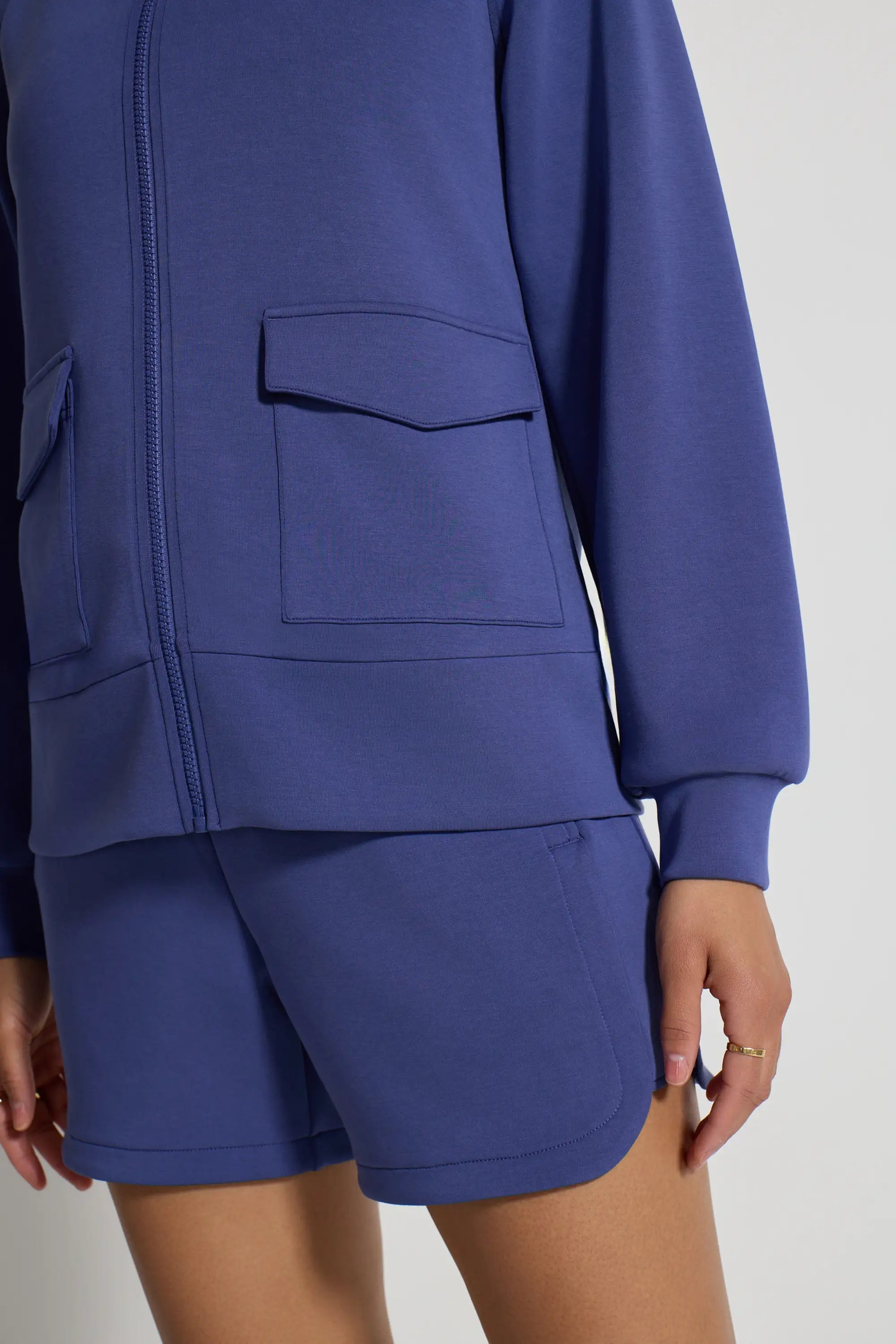 The Soft Luxe GRS Certified Recycled Poly Full Zip Top - Skipper Blue