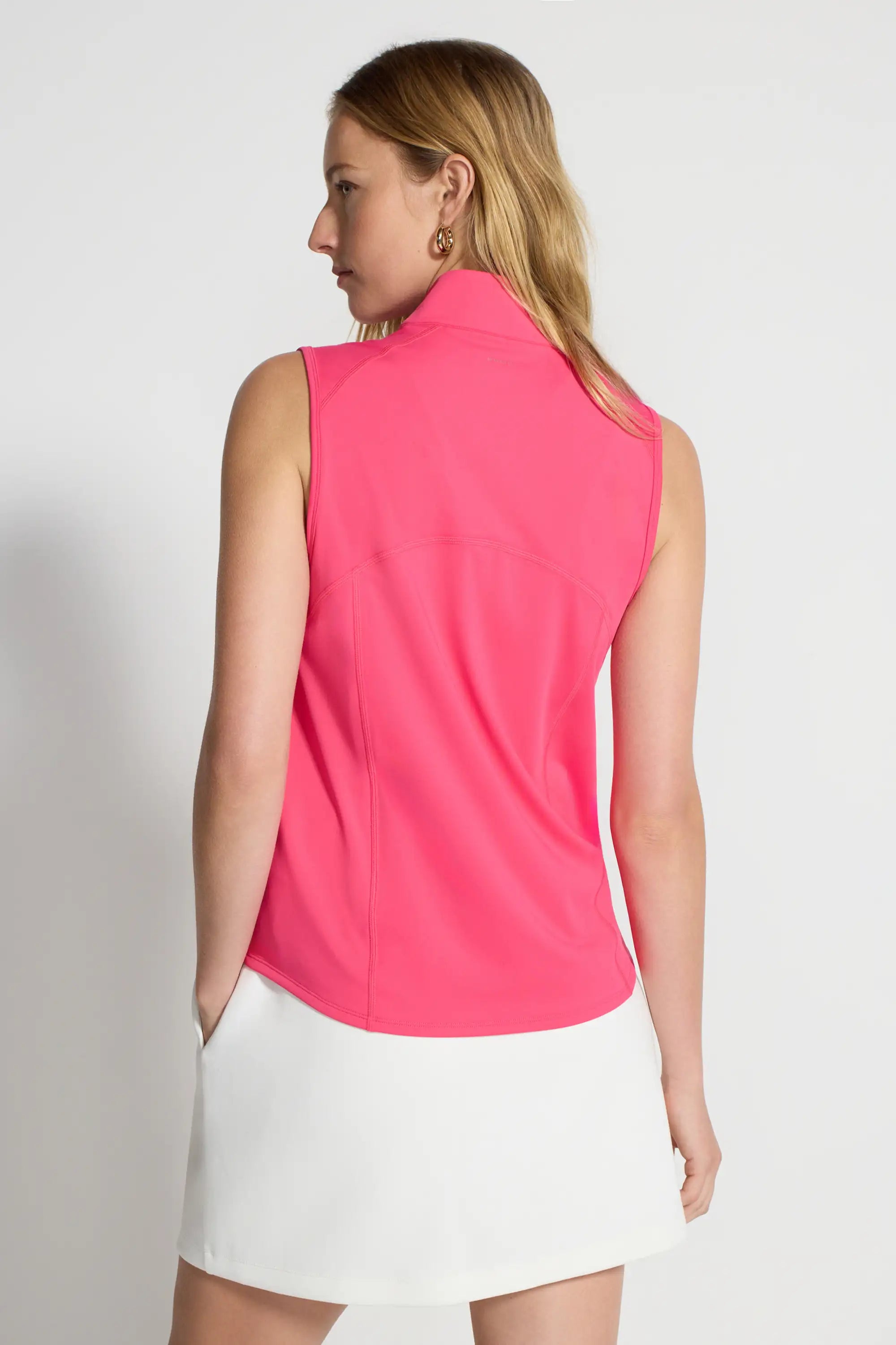 The Active Stretch GRS Certified Recycled Nylon 1/2 Zip Tank - Pink