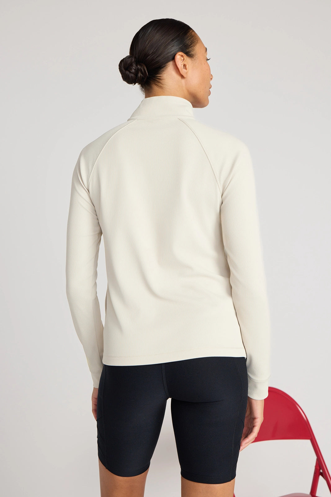 The Active Ribbed GRS Certified Recycled Nylon 1/4 Zip - Pumice Stone