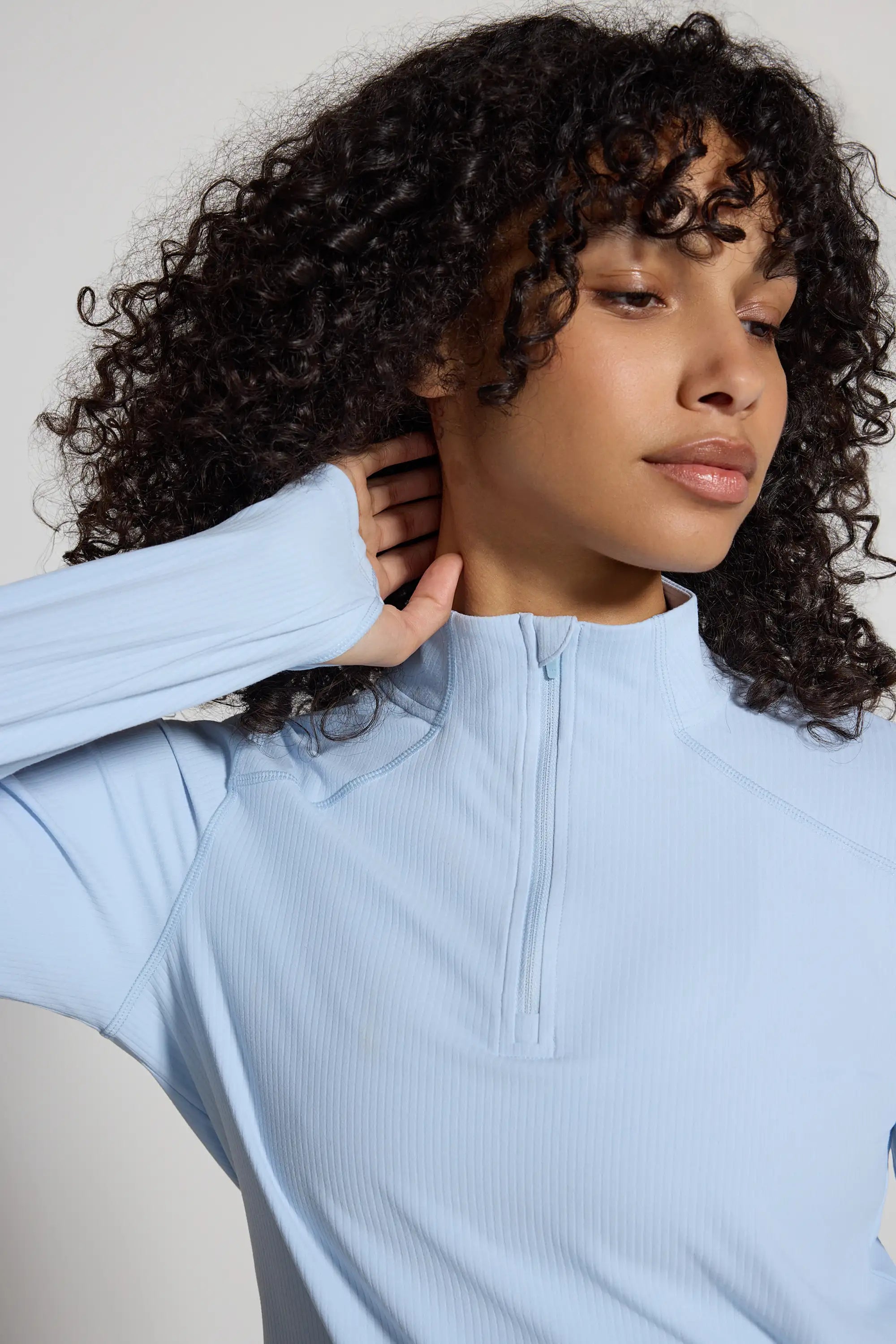 The Active Ribbed GRS Certified Recycled Nylon 1/2 Zip - Blue
