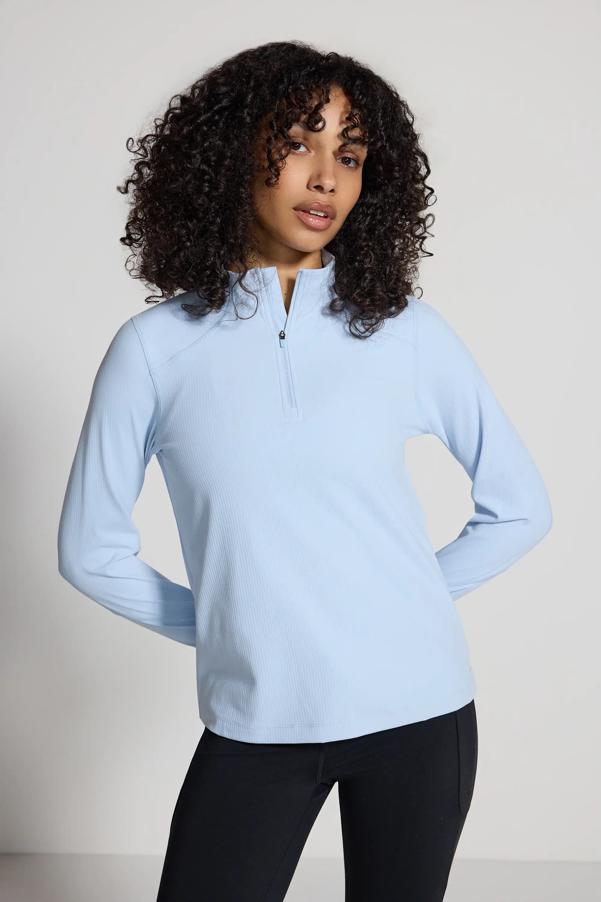 Women's Ribbed Half-Zip - Blue