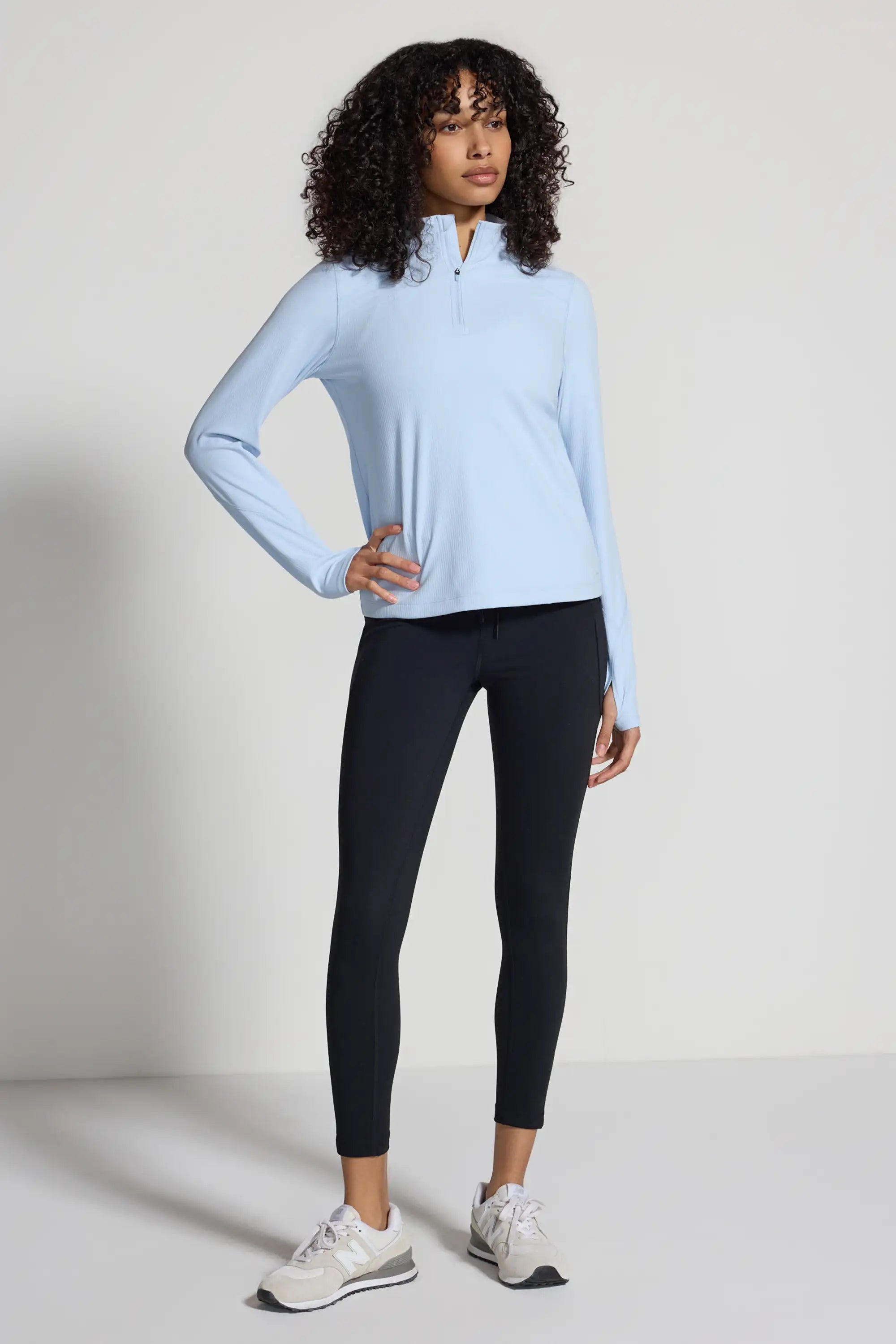 The Active Ribbed GRS Certified Recycled Nylon 1/2 Zip - Blue