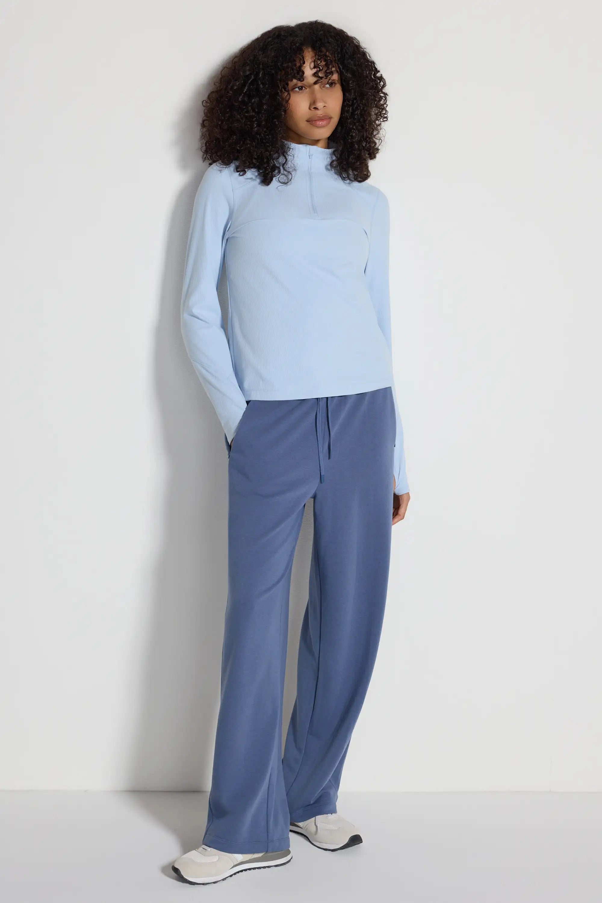 Women's Ribbed Half-Zip - Blue