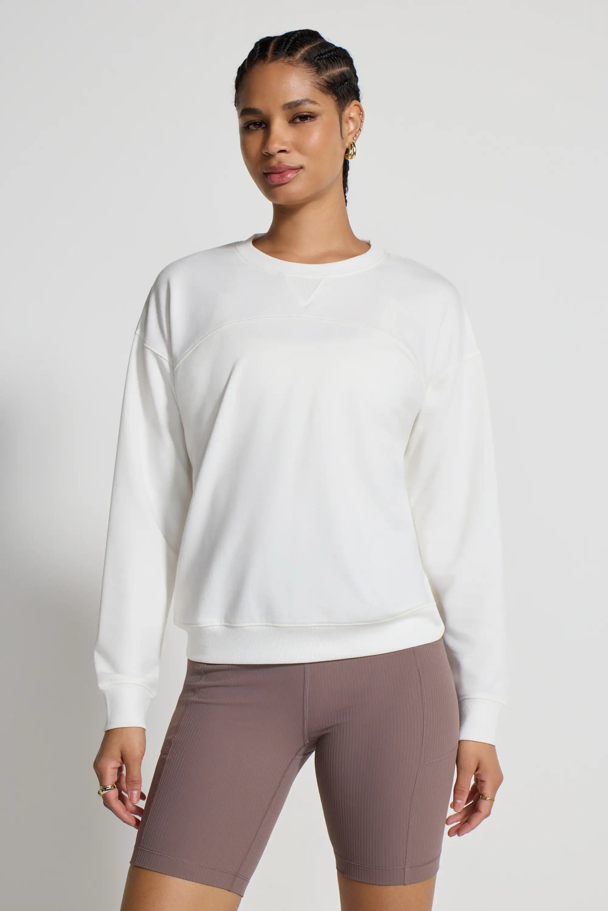 The Soft Terry GRS Certified Recycled Poly + Modal Pullover - Coconut Milk