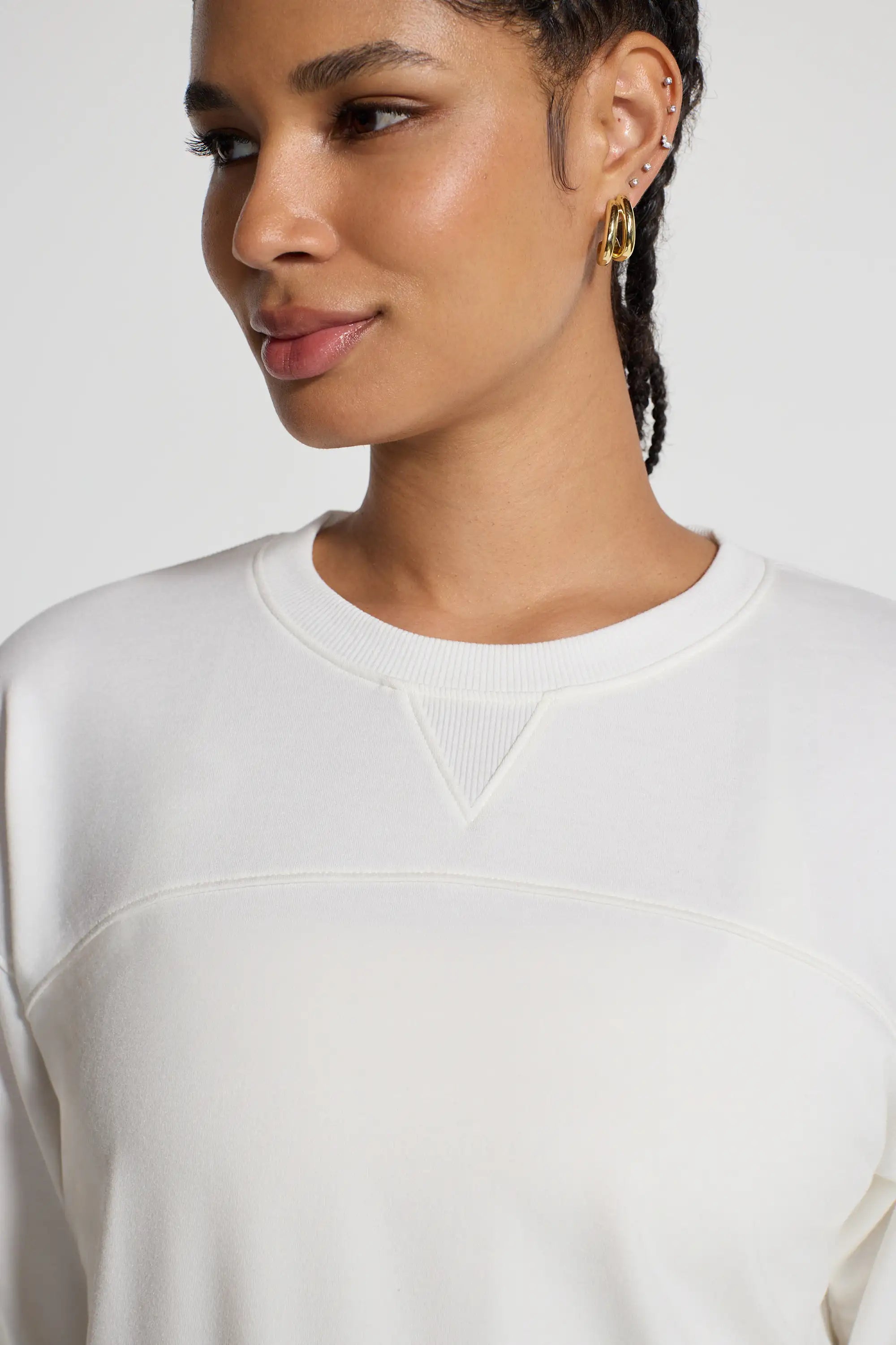 The Soft Terry GRS Certified Recycled Poly + Modal Pullover - Coconut Milk