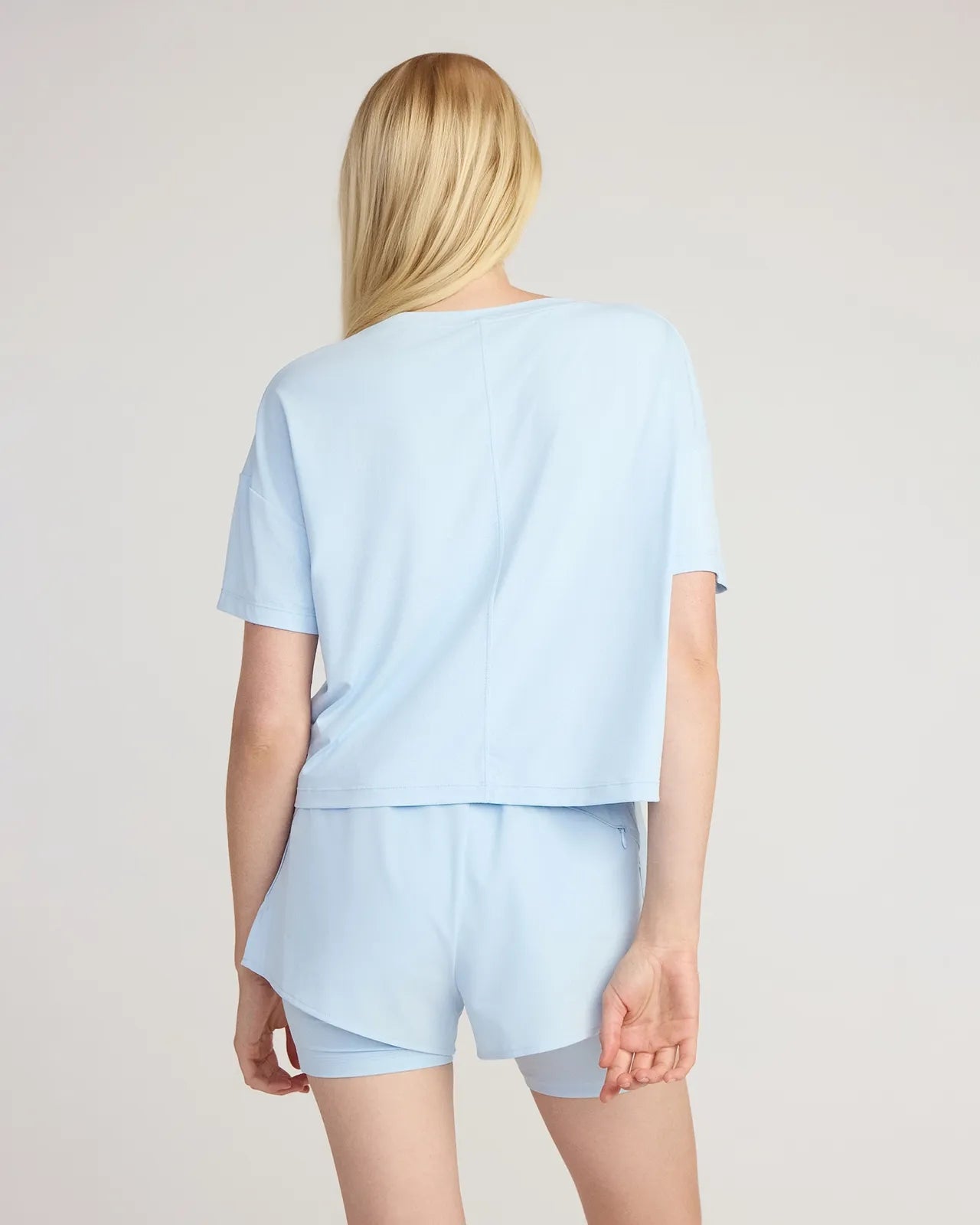The Breathable GRS Certified Recycled Nylon Cropped Tee - Nantucket Breeze