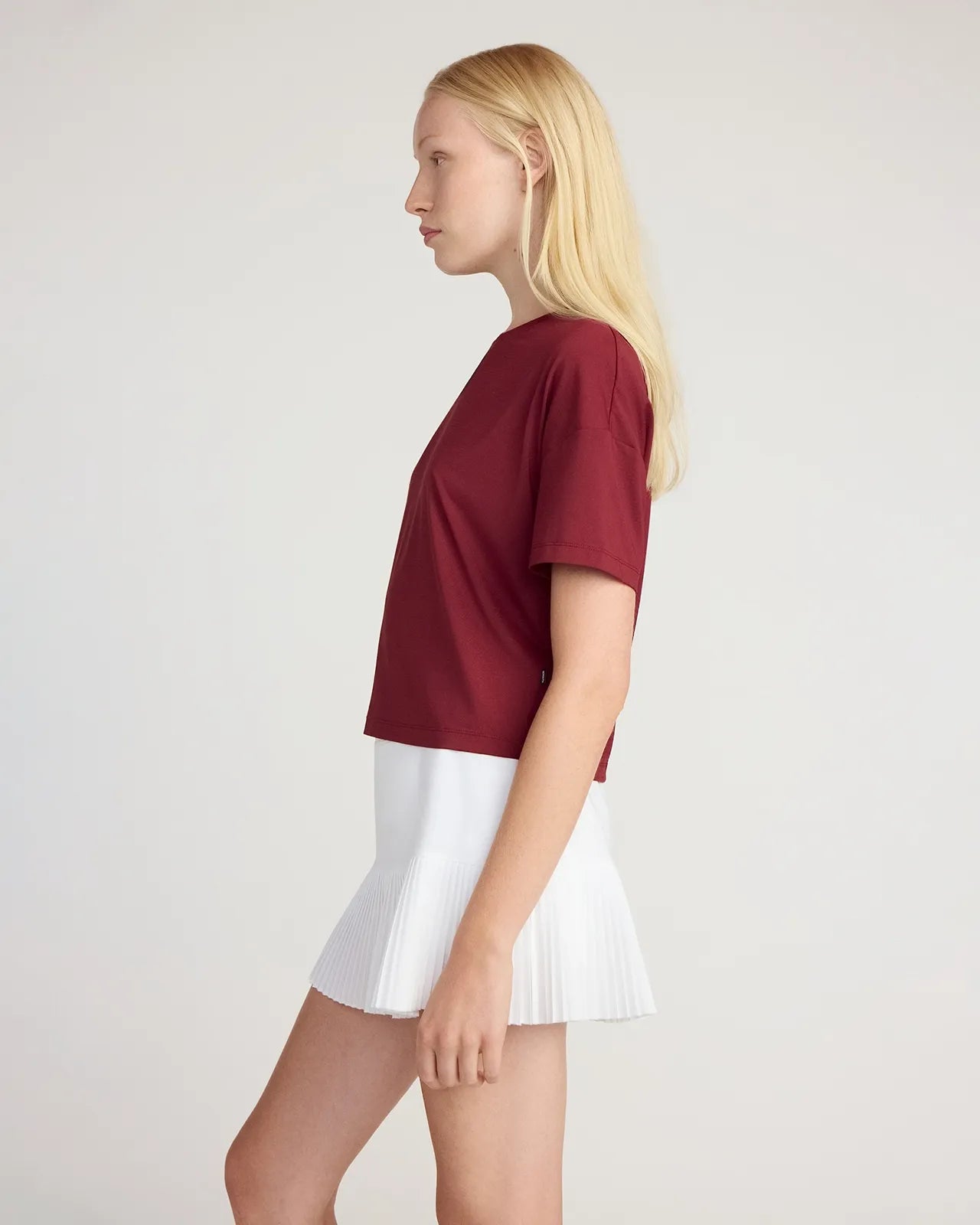The Breathable GRS Certified Recycled Nylon Cropped Tee - Cabernet
