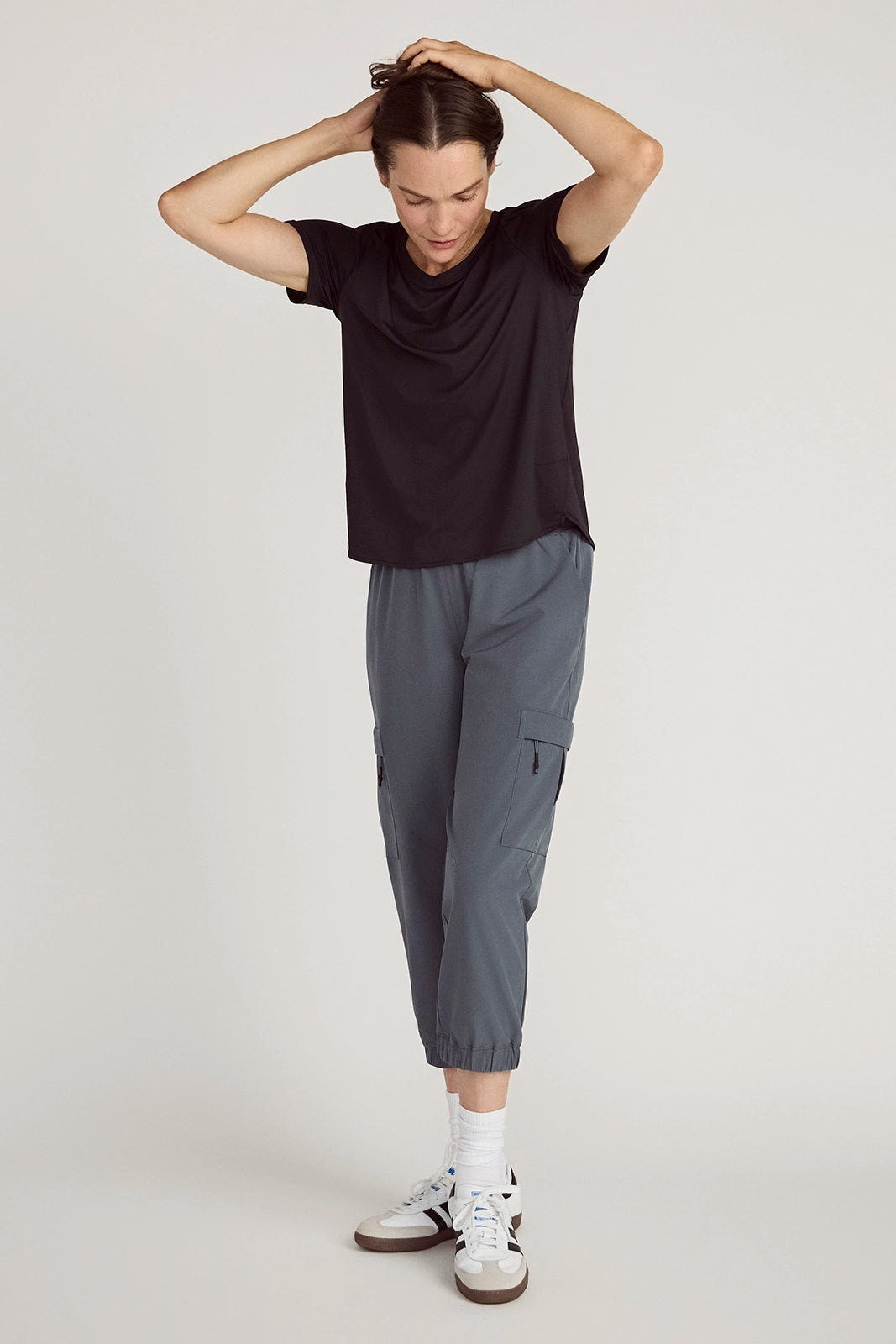 The Active Stretch GRS Certified Recycled Nylon Side Slits Tee - Black