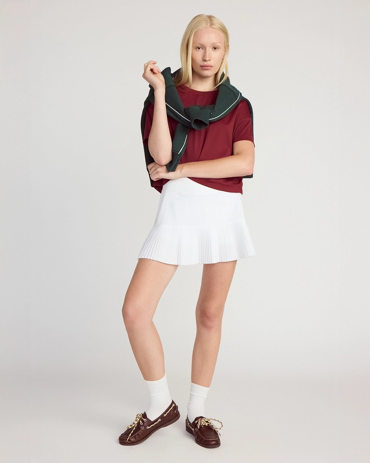 The Pleated Built-In Liner GRS Certified Recycled Polyester Skort - White