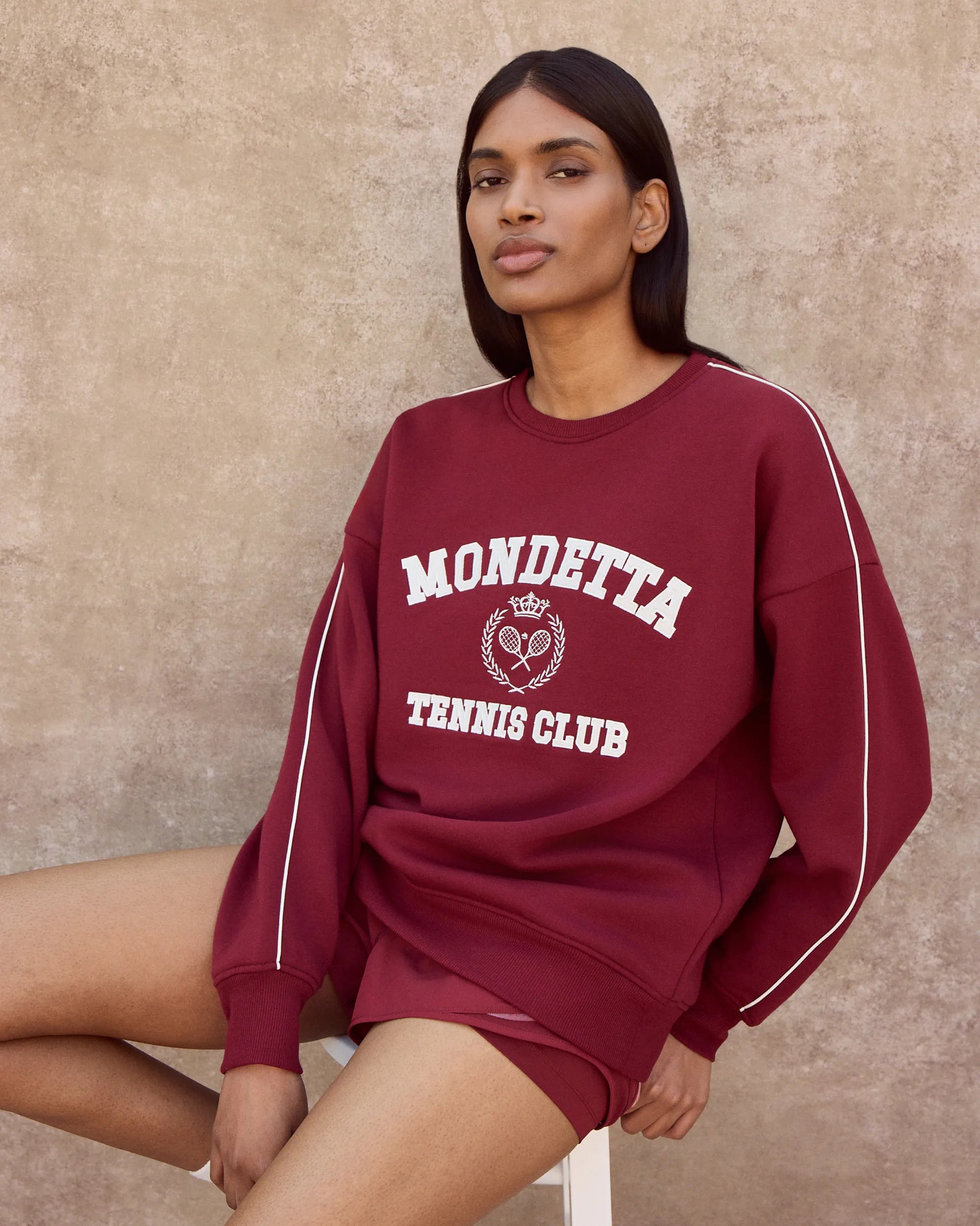 The Soft GRS Certified Recycled Poly + Organic Cotton Club Sweatshirt - Cabernet
