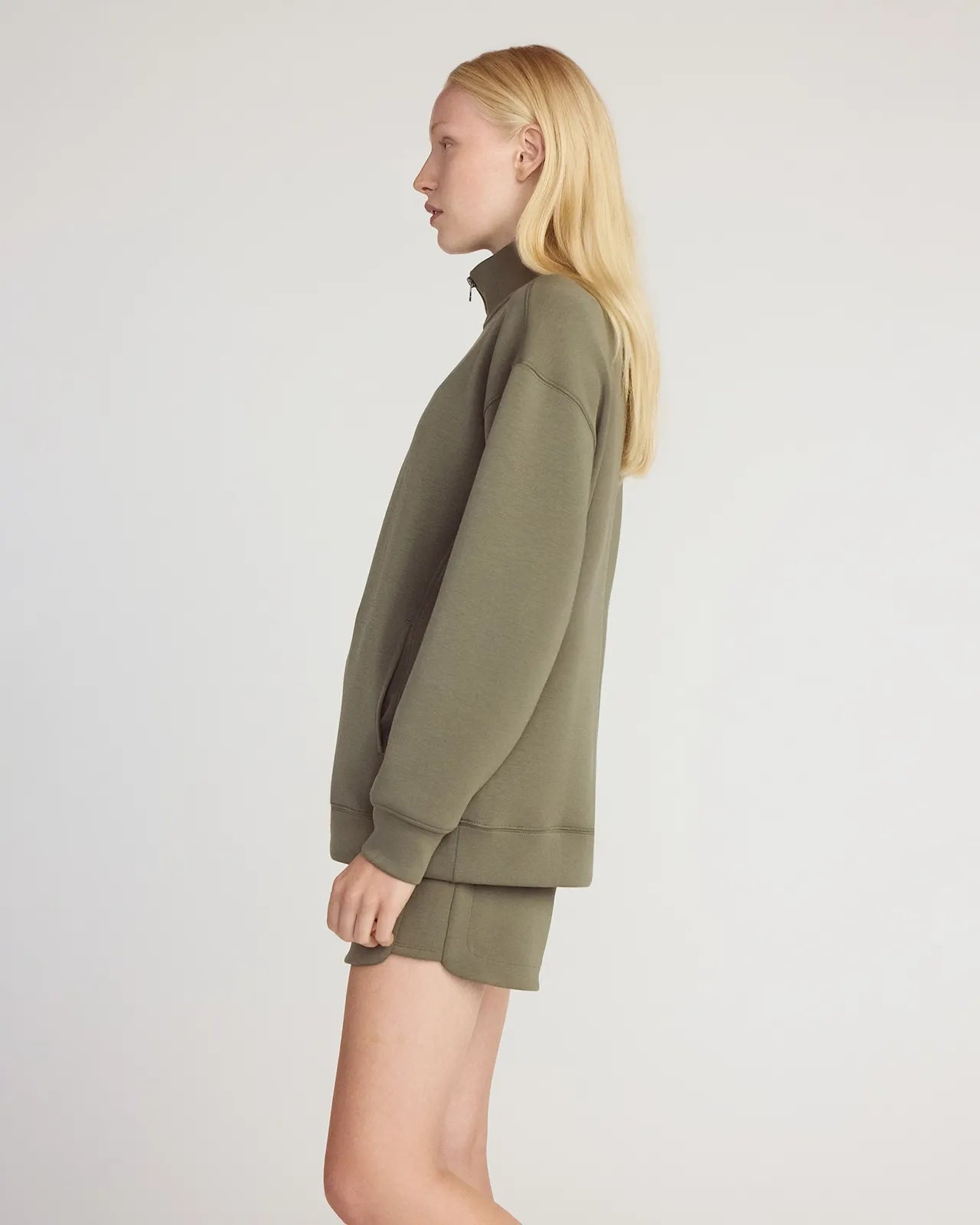 The Warm + Soft GRS Certified Recycled Polyester Mélange Half Zip - Dusty Olive