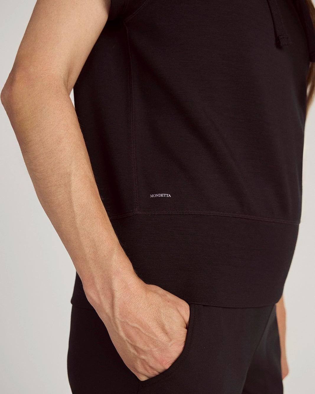 The Soft Luxe GRS Certified Recycled Polyester Knit Hooded Pullover - Black