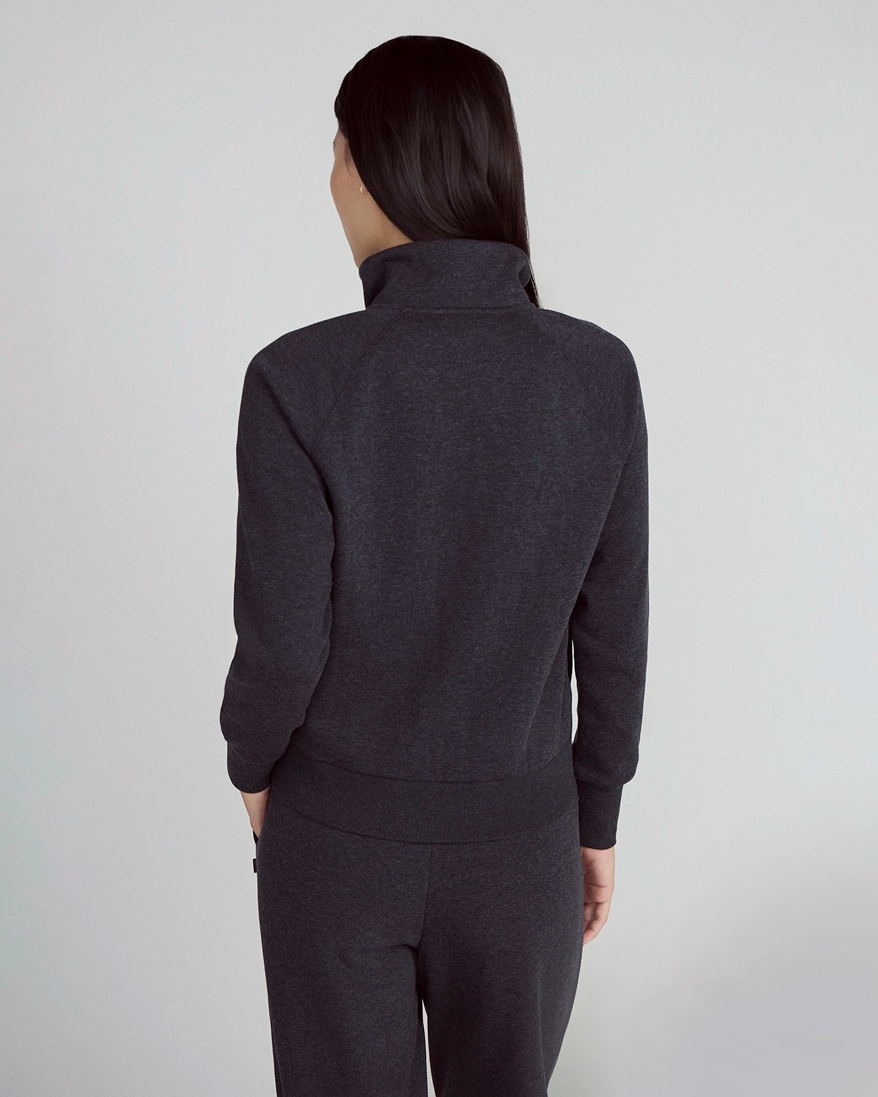 The Soft Luxe GRS Certified Recycled Polyester + Organic Cotton Full Zip - Black