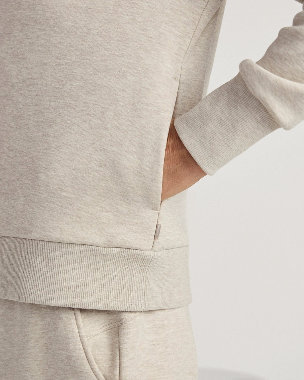 The Soft Luxe GRS Certified Recycled Poly + Organic Cotton Full Zip - Nacreous Clouds Htr Cream