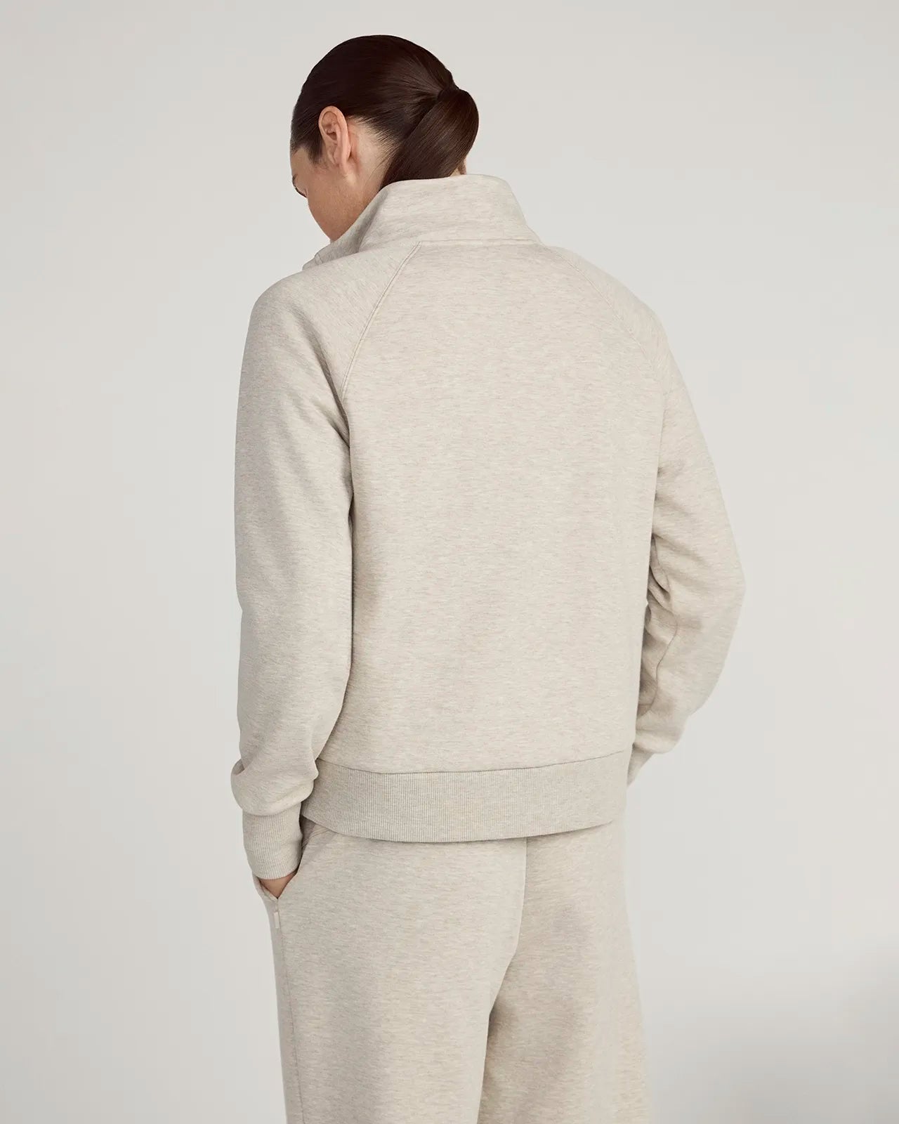 The Soft Luxe GRS Certified Recycled Poly + Organic Cotton Full Zip - Nacreous Clouds Htr Cream