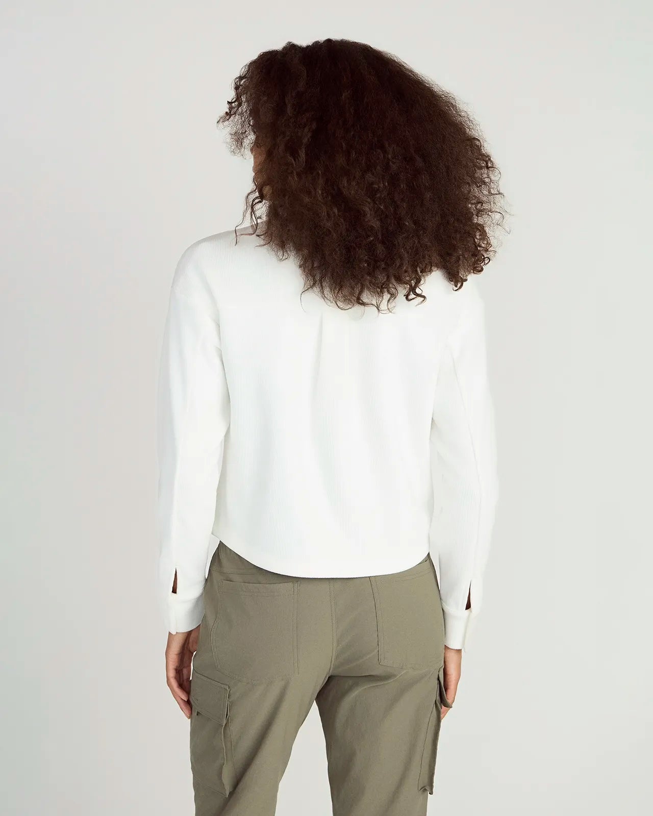 The Warm Stretch GRS Certified Recycled Polyester Cropped Corduroy Shirt - White