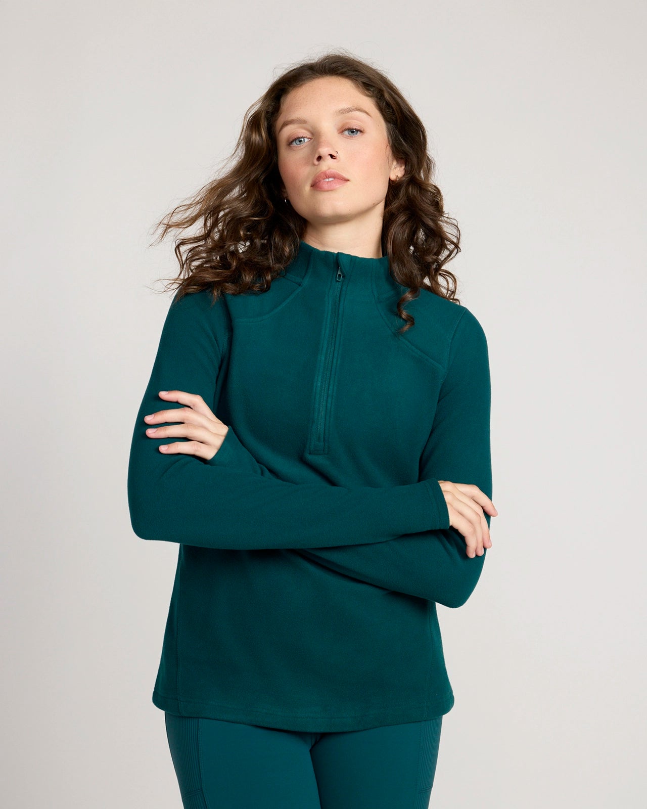 The Warm Stretch GRS Certified Recycled Poly 1/4 Zip - Dark Sea Teal