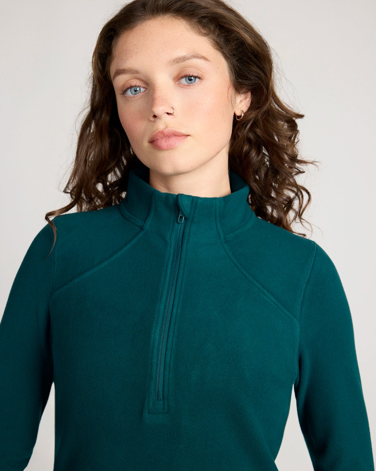 The Warm Stretch GRS Certified Recycled Poly 1/4 Zip - Dark Sea Teal