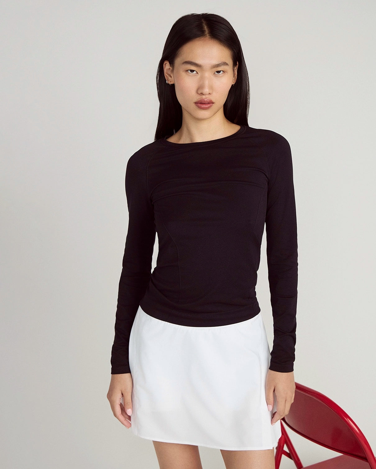 The Stretch Seamless GRS Certified Recycled Nylon Long Sleeve - Black