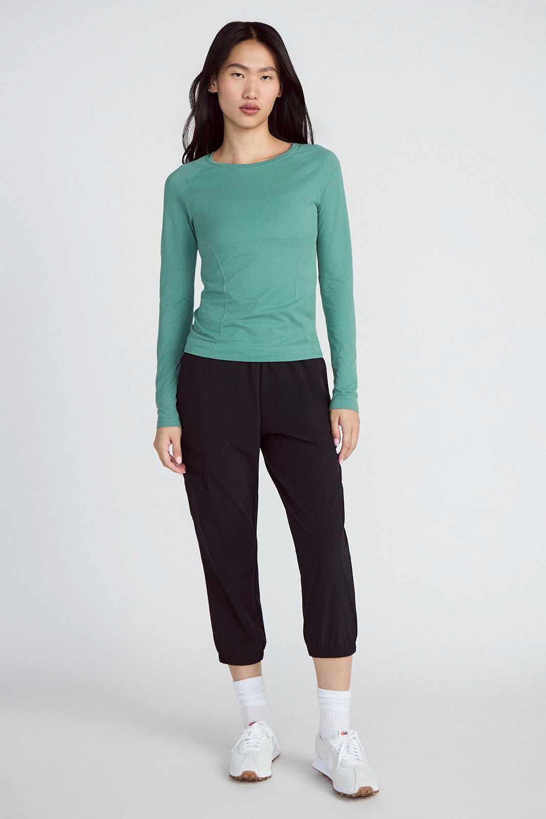 The Stretch Seamless GRS Certified Recycled Nylon Long Sleeve - Deep Sea Green