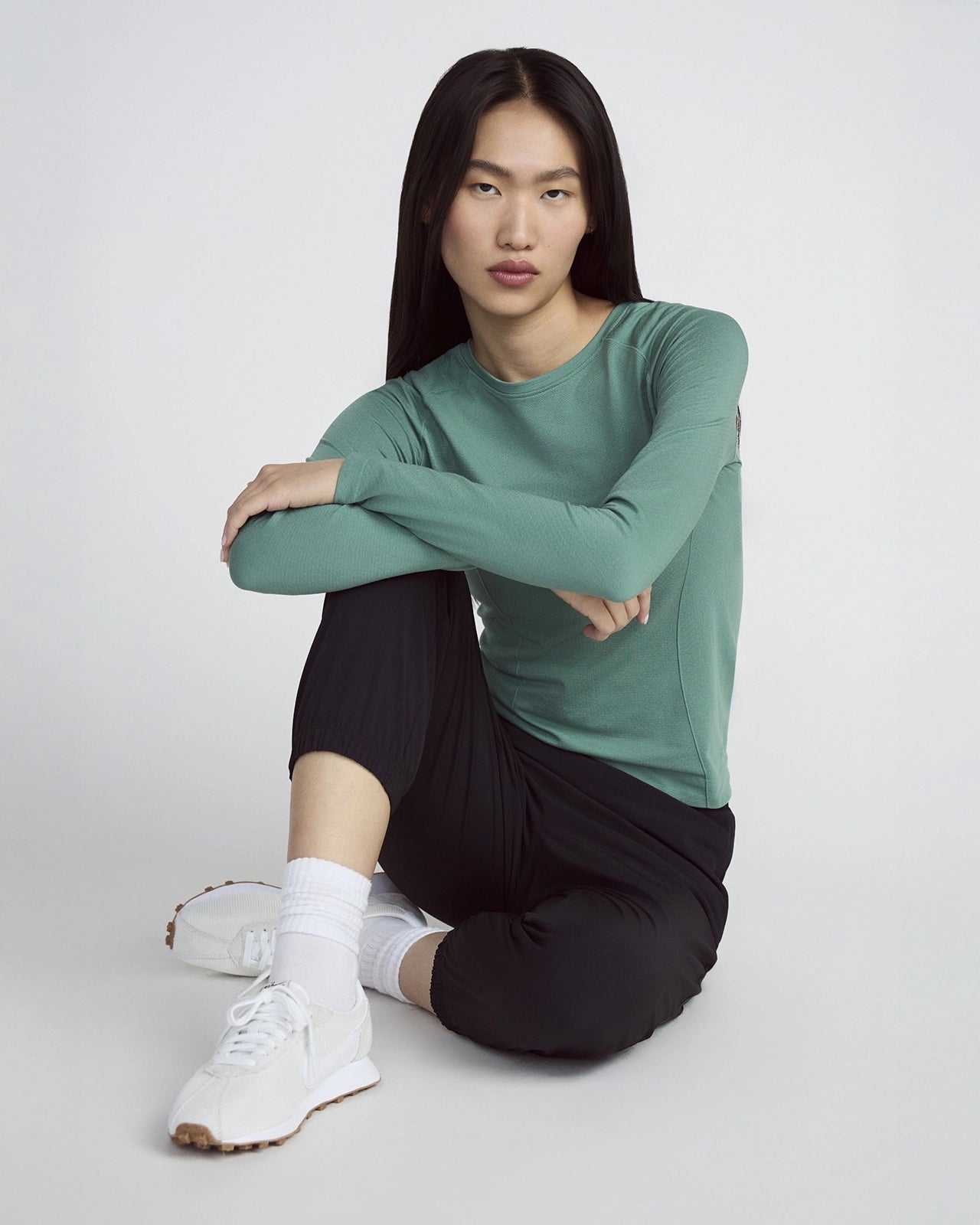 The Stretch Seamless GRS Certified Recycled Nylon Long Sleeve - Deep Sea Green