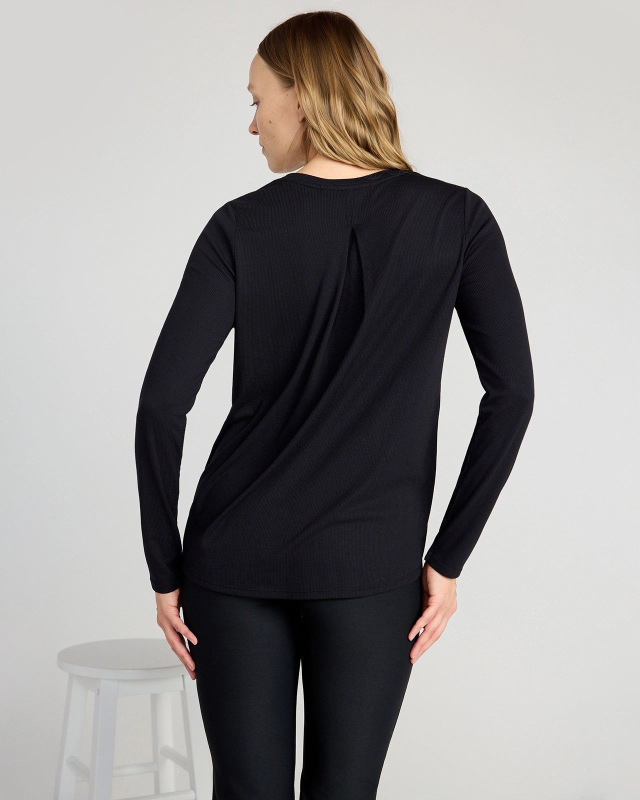 The Soft Ribbed GRS Certified Recycled Poly + Modal Long Sleeve - Black