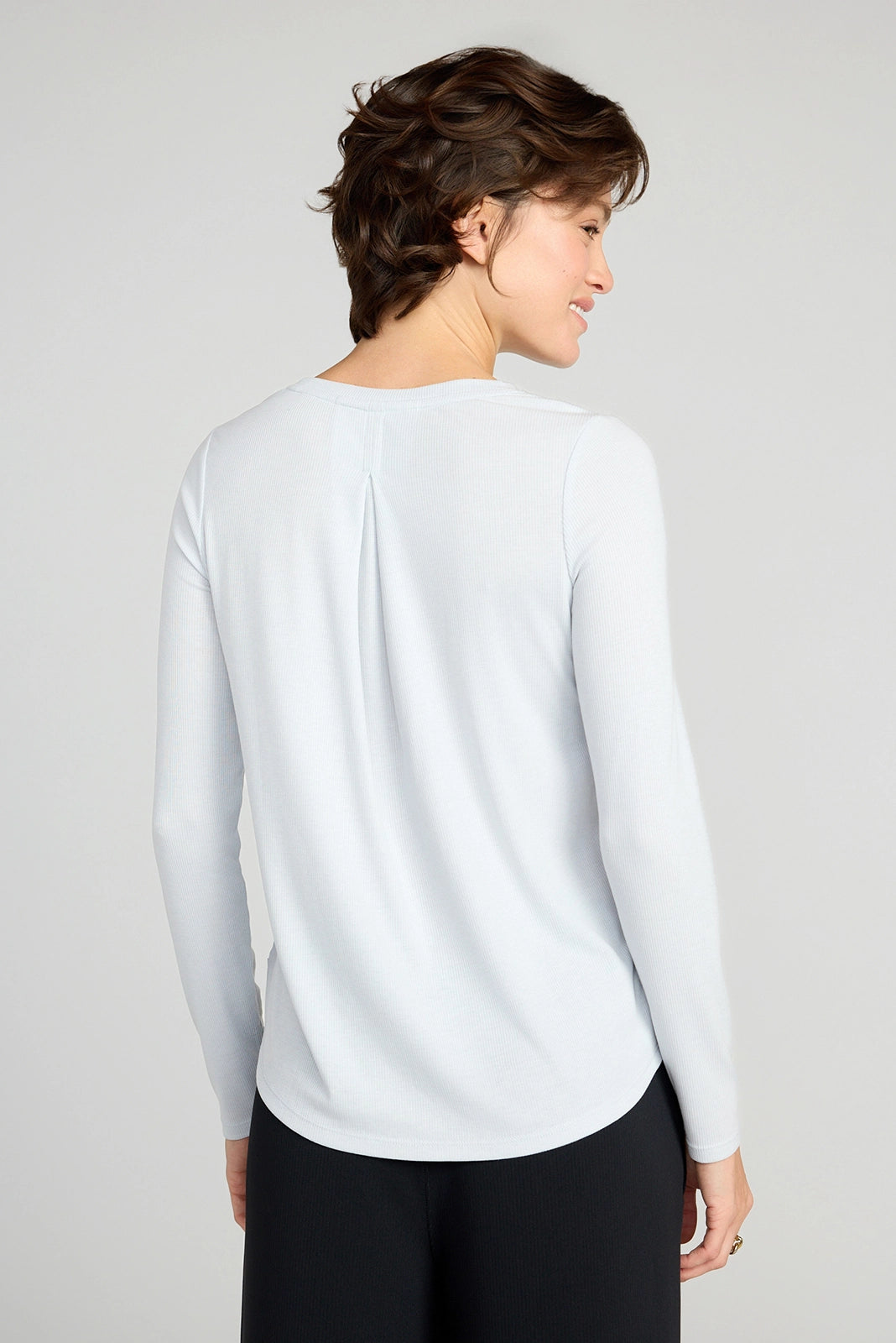 The Soft Ribbed GRS Certified Recycled Poly + Modal Long Sleeve - Light Blue